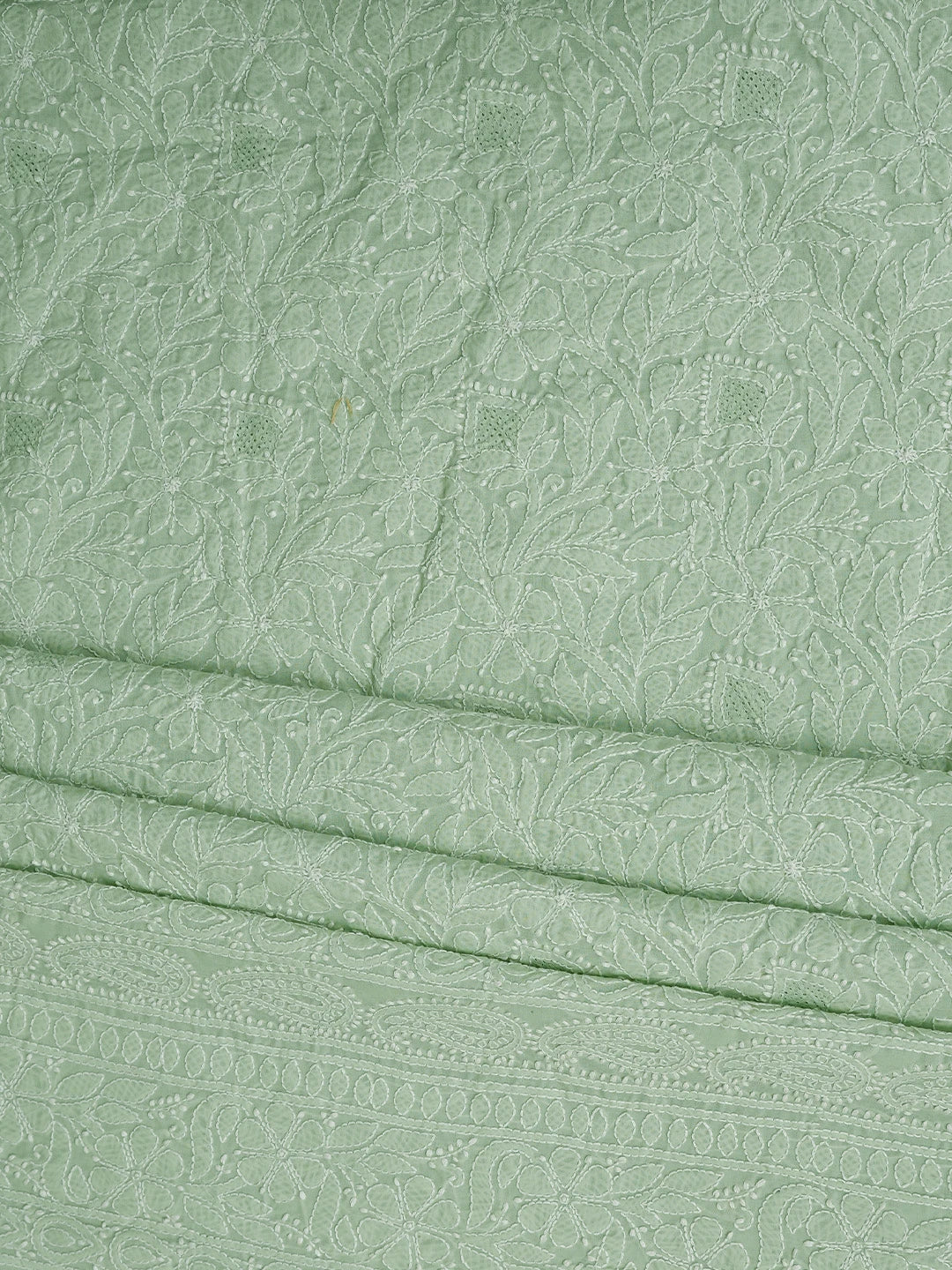 Ada Hand Embroidered Light Green Cotton Lucknowi Chikankari Unstitched Suit Piece 01A832140