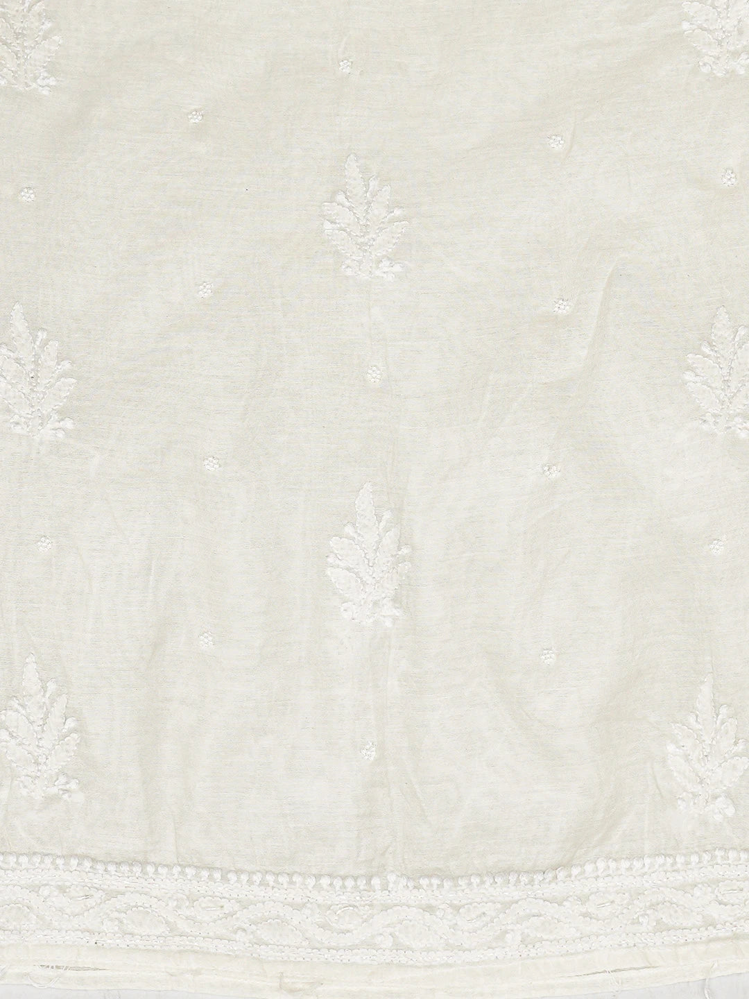 Ada Hand Embroidered White Chanderi Lucknowi Chikankari Semi-stitched Kurta Dupatta Set With Cutdana Work 01A833554