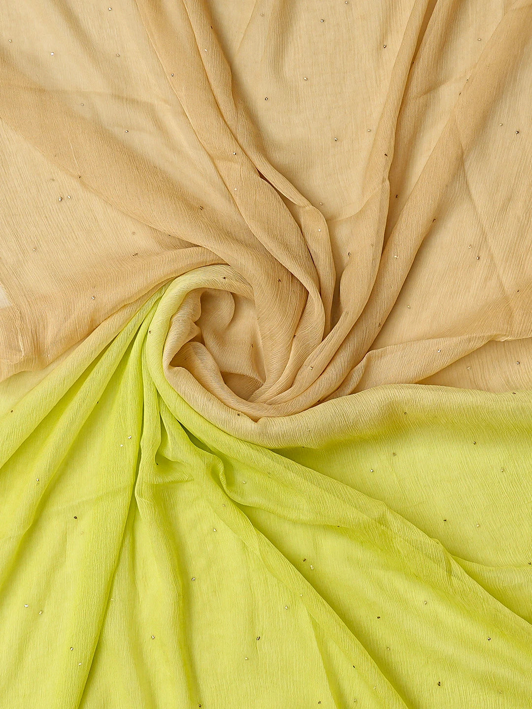 Ada Hand Embroidered Lime Green Silk Lucknowi Chikankari Semi-stitched Suit Piece With Muqaish Work 01A832440