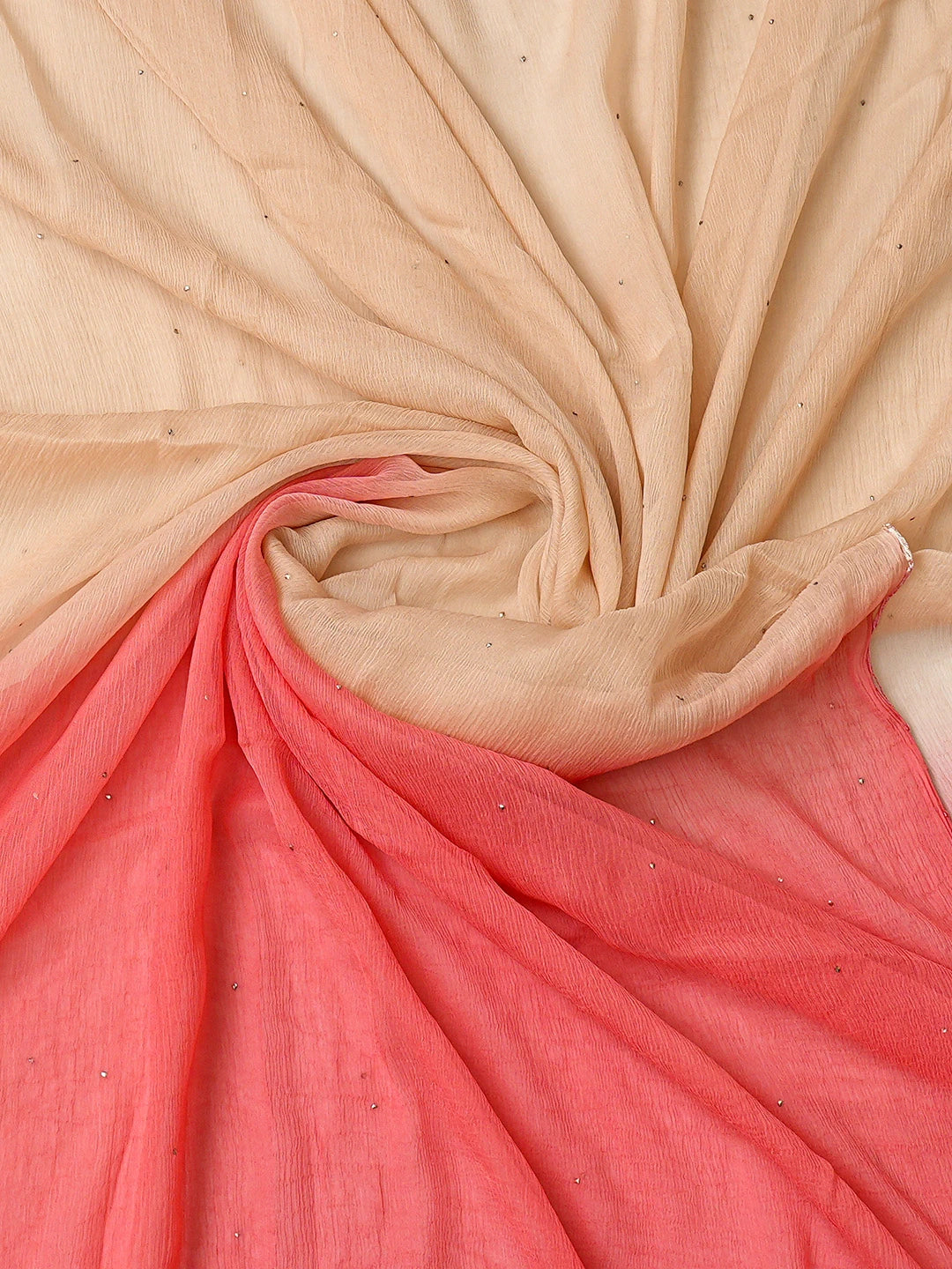 Ada Hand Embroidered Carrot Pink Silk Lucknowi Chikankari Semi-stitched Suit Piece With Muqaish Work 01A832472