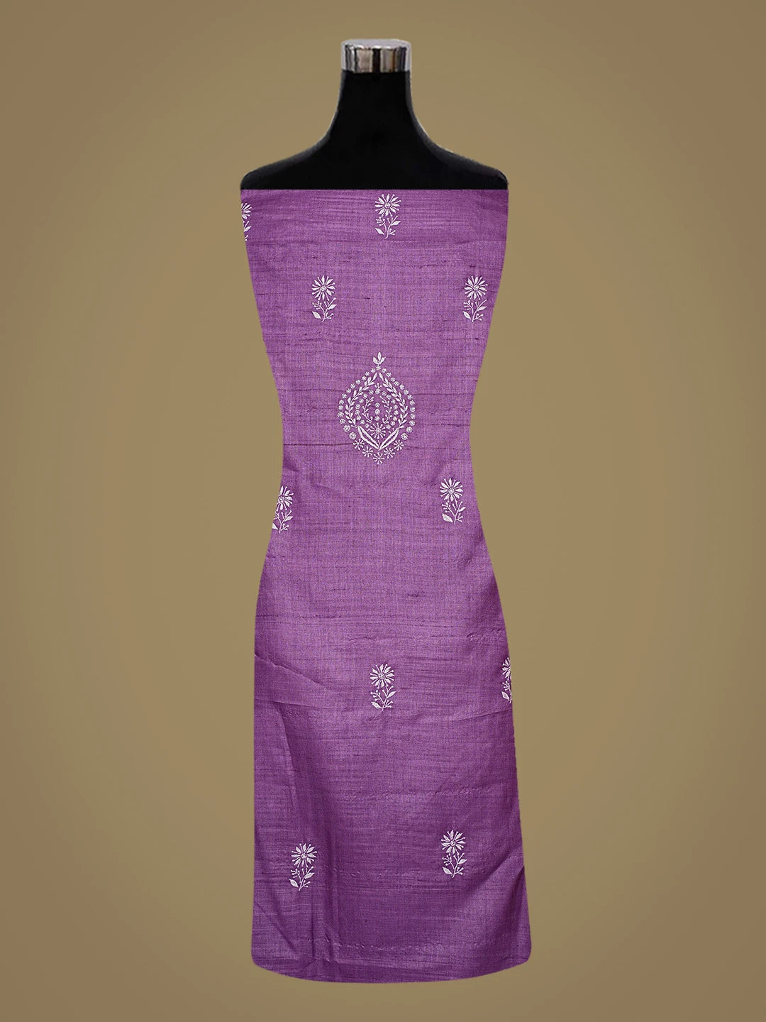 Ada Hand Embroidered Purple Silk Lucknowi Chikankari Unstitched Suit Piece 01A826332