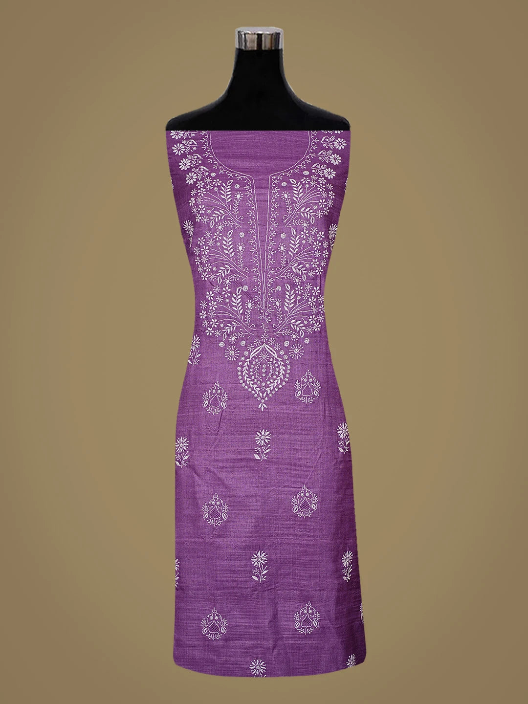 Ada Hand Embroidered Purple Silk Lucknowi Chikankari Unstitched Suit Piece 01A826332