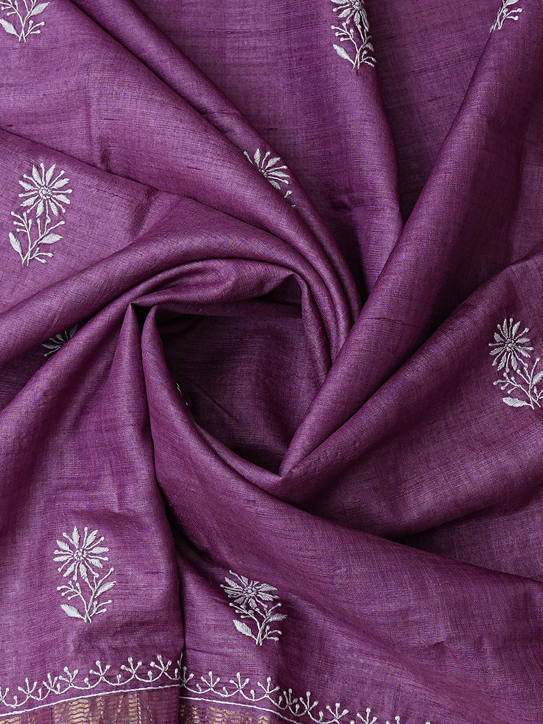 Ada Hand Embroidered Purple Silk Lucknowi Chikankari Unstitched Suit Piece 01A826332