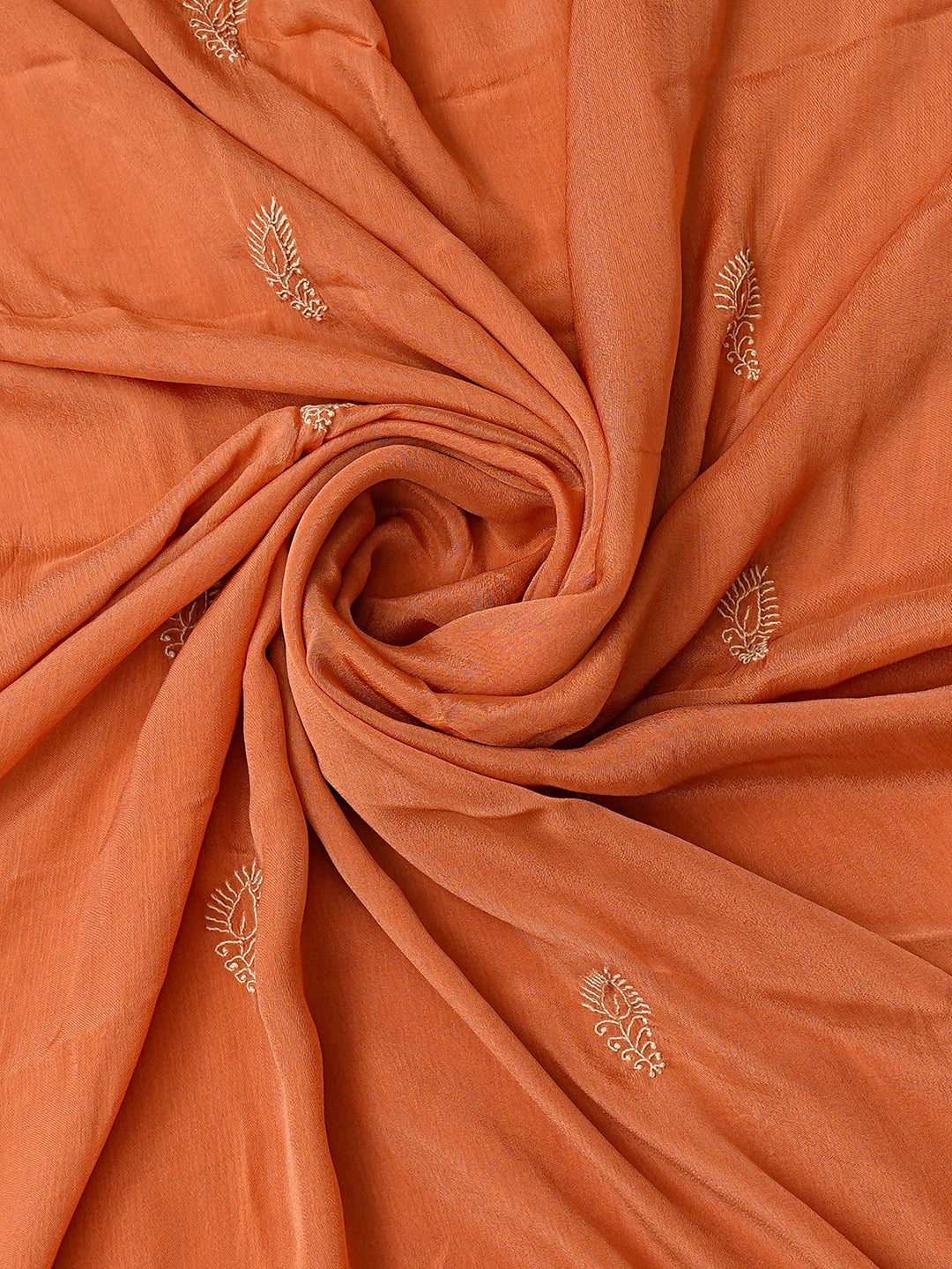 Ada Hand Embroidered Rust Tussar Silk Lucknowi Chikankari Unstitched Suit Piece 01A809107
