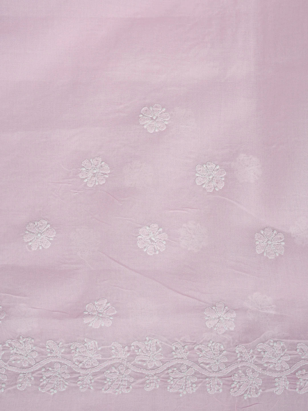 Ada Hand Embroidered Pink Cotton Lucknowi Chikankari Saree With Blouse 01A732900
