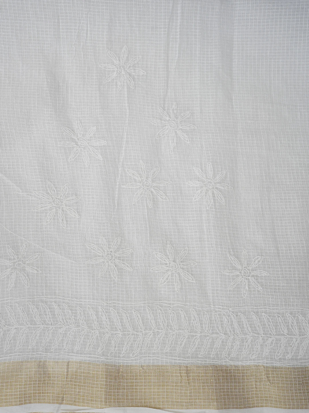 Ada Hand Embroidered White Kota Lucknowi Chikankari Saree and Blouse 01A754489