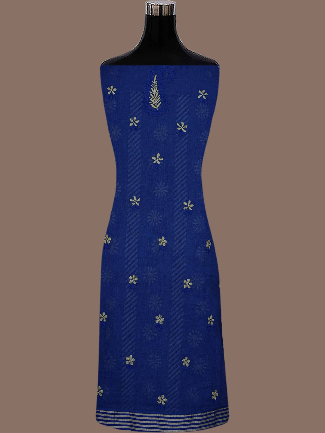 Ada Hand Embroidered Royal Blue Kota Chanderi Lucknowi Chikankari Unstitched Suit Piece A615862