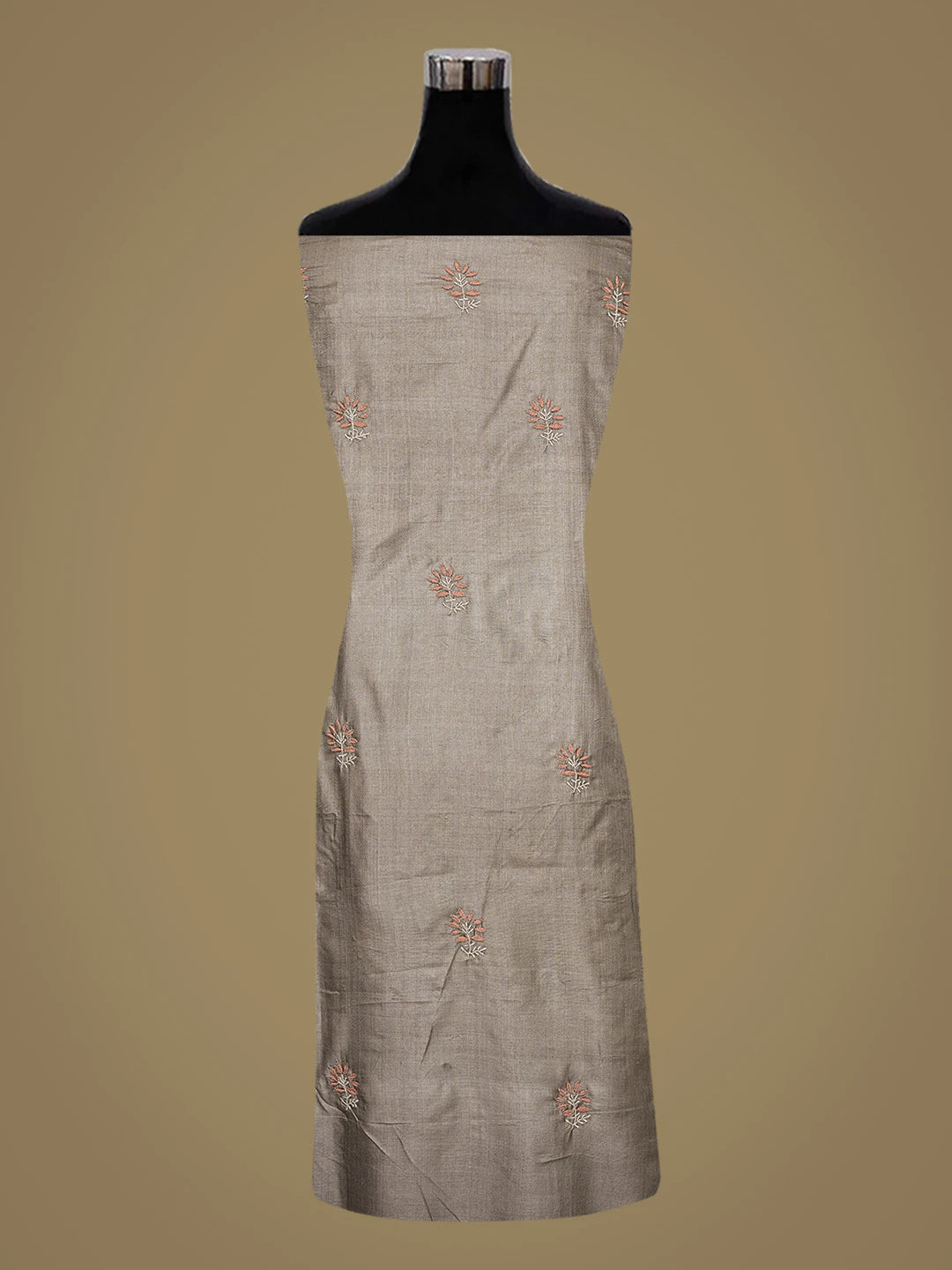 Ada Hand Embroidered Grey Silk Lucknowi Chikankari Unstitched Kurta Dupatta Set 01A729218