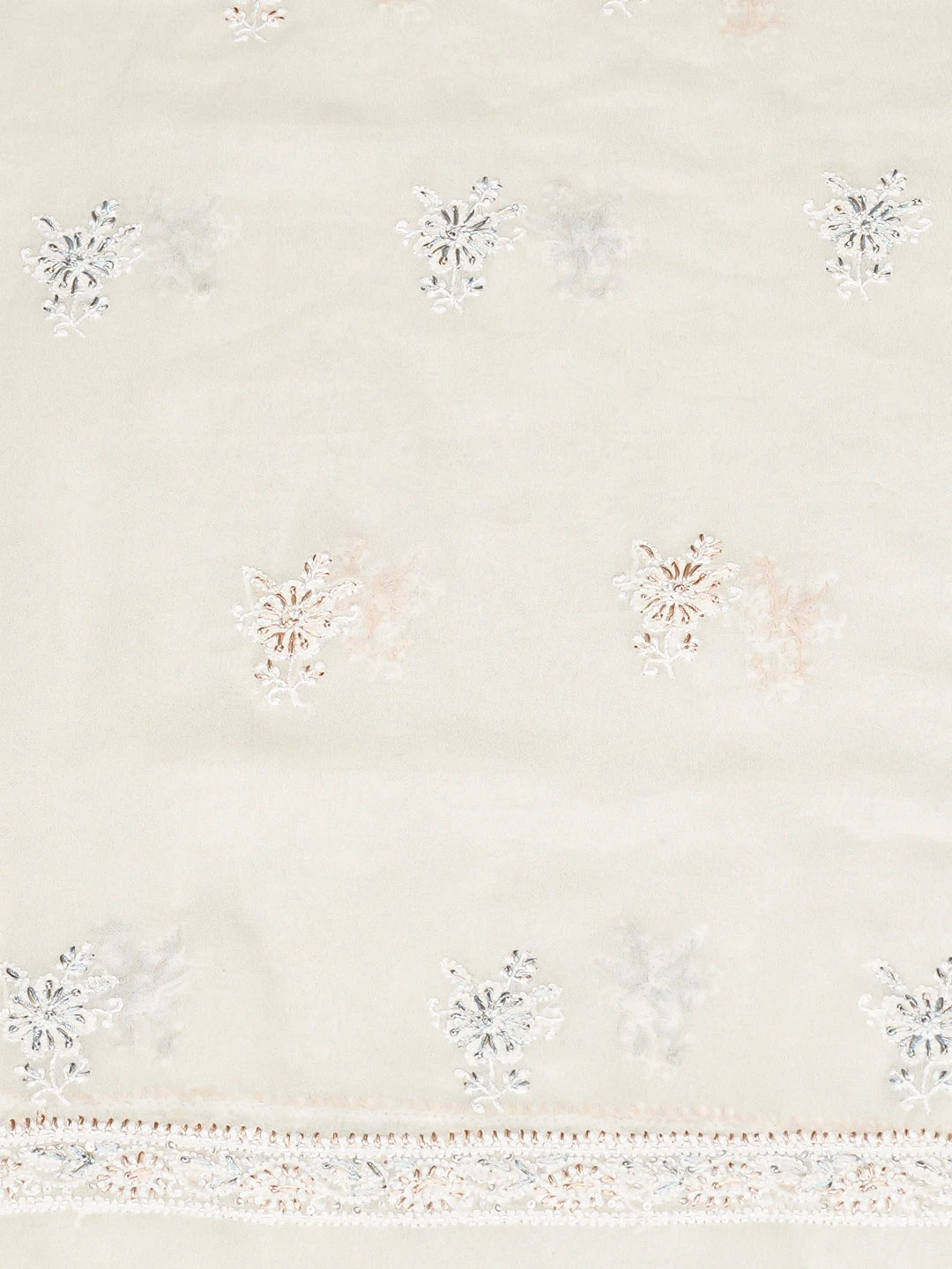 Ada Hand Embroidered White Pure Georgette Lucknowi Chikankari Unstitched Kurta Dupatta Set With Cutdana Work 01A646595