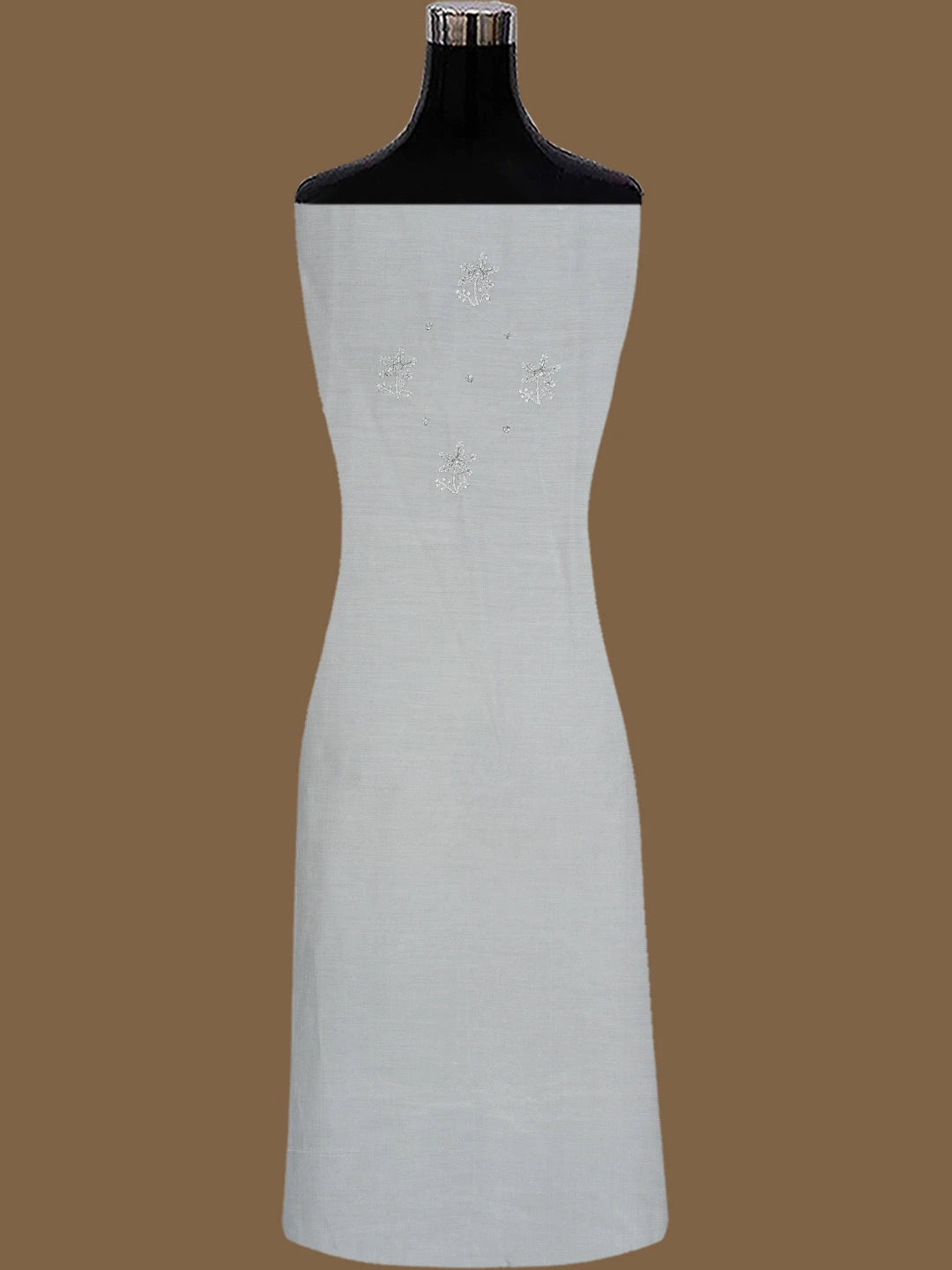 Ada Hand Embroidered Grey Muslin Lucknowi Chikankari Unstitched Suit Piece With Cutdana Work 01A814908