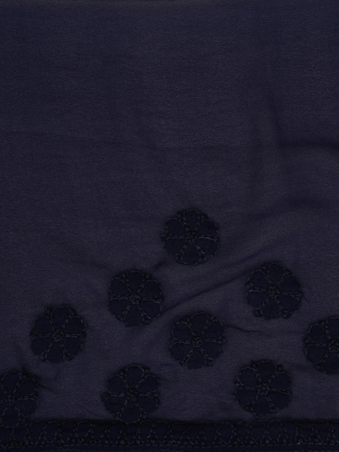 Ada Hand Embroidered Navy Blue Georgette Lucknowi Chikankari Saree and Blouse 01A778676
