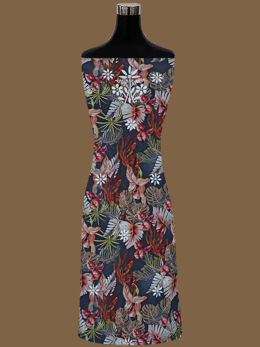 Ada Hand Embroidered Grey Crepe Floral Printed Lucknowi Chikankari Unstitched Kurta Dupatta Set 01A723077