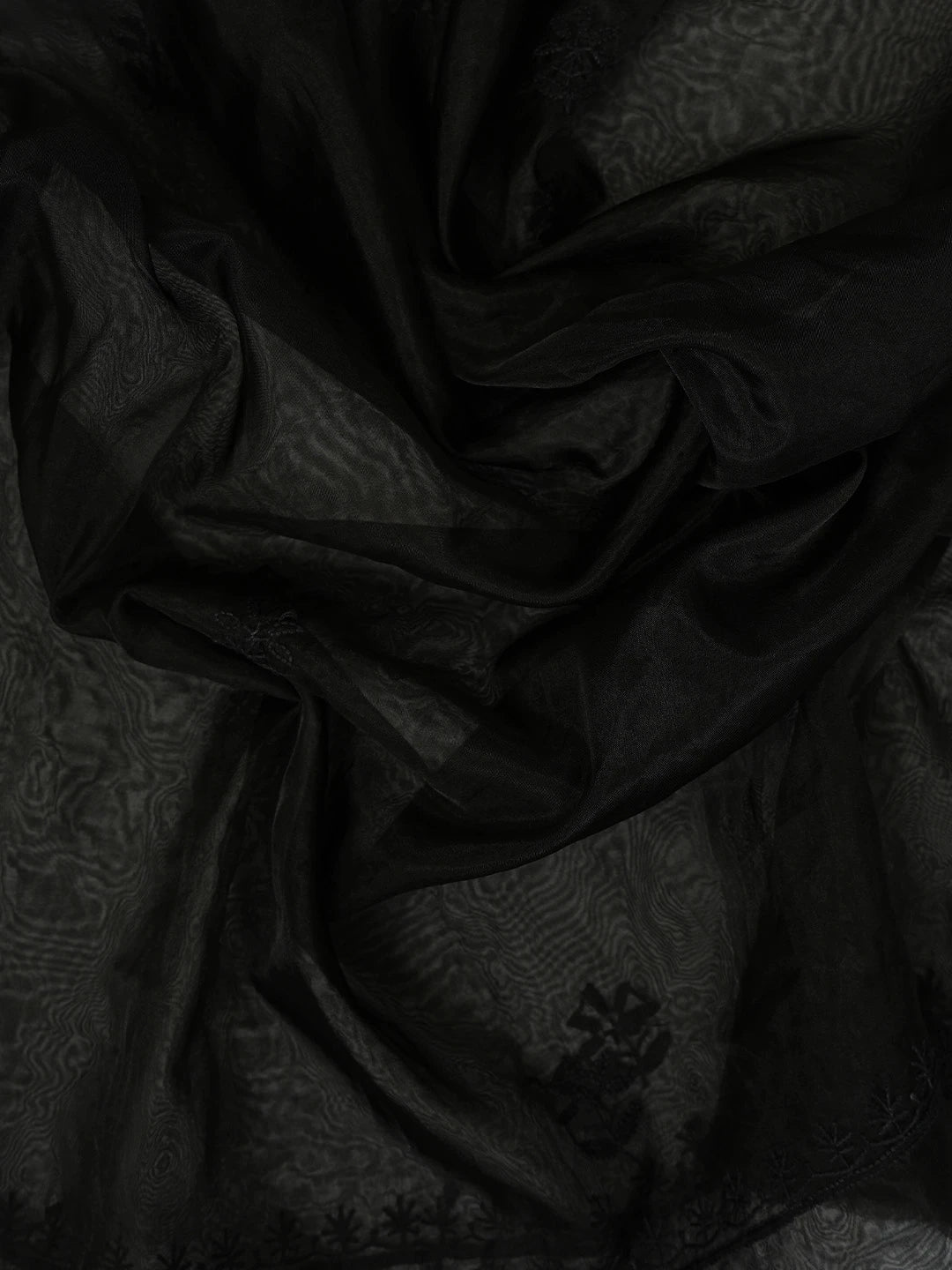 Ada Hand Embroidered Black Organza Lucknowi Chikankari Unstitched Kurta Dupatta Set 01A707852