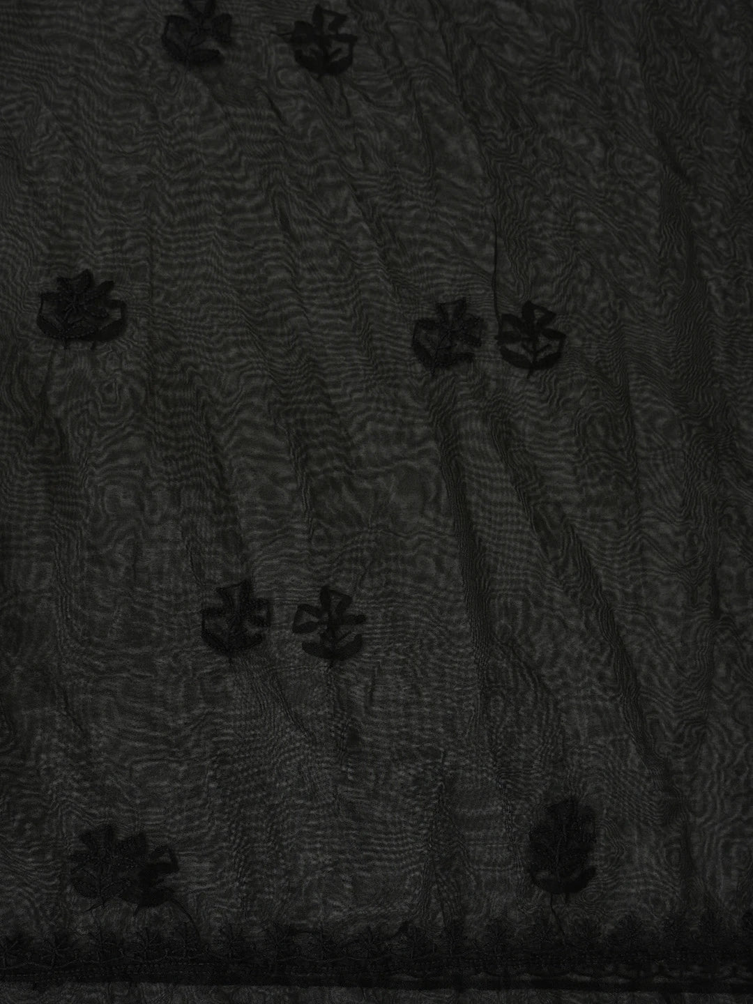 Ada Hand Embroidered Black Organza Lucknowi Chikankari Unstitched Kurta Dupatta Set 01A707852