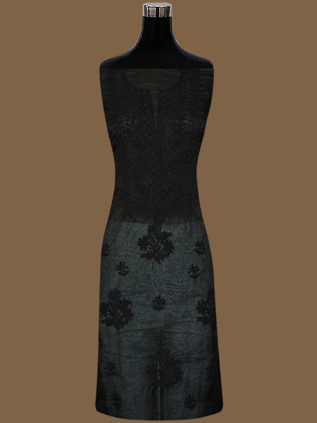 Ada Hand Embroidered Black Organza Lucknowi Chikankari Unstitched Kurta Dupatta Set 01A707852