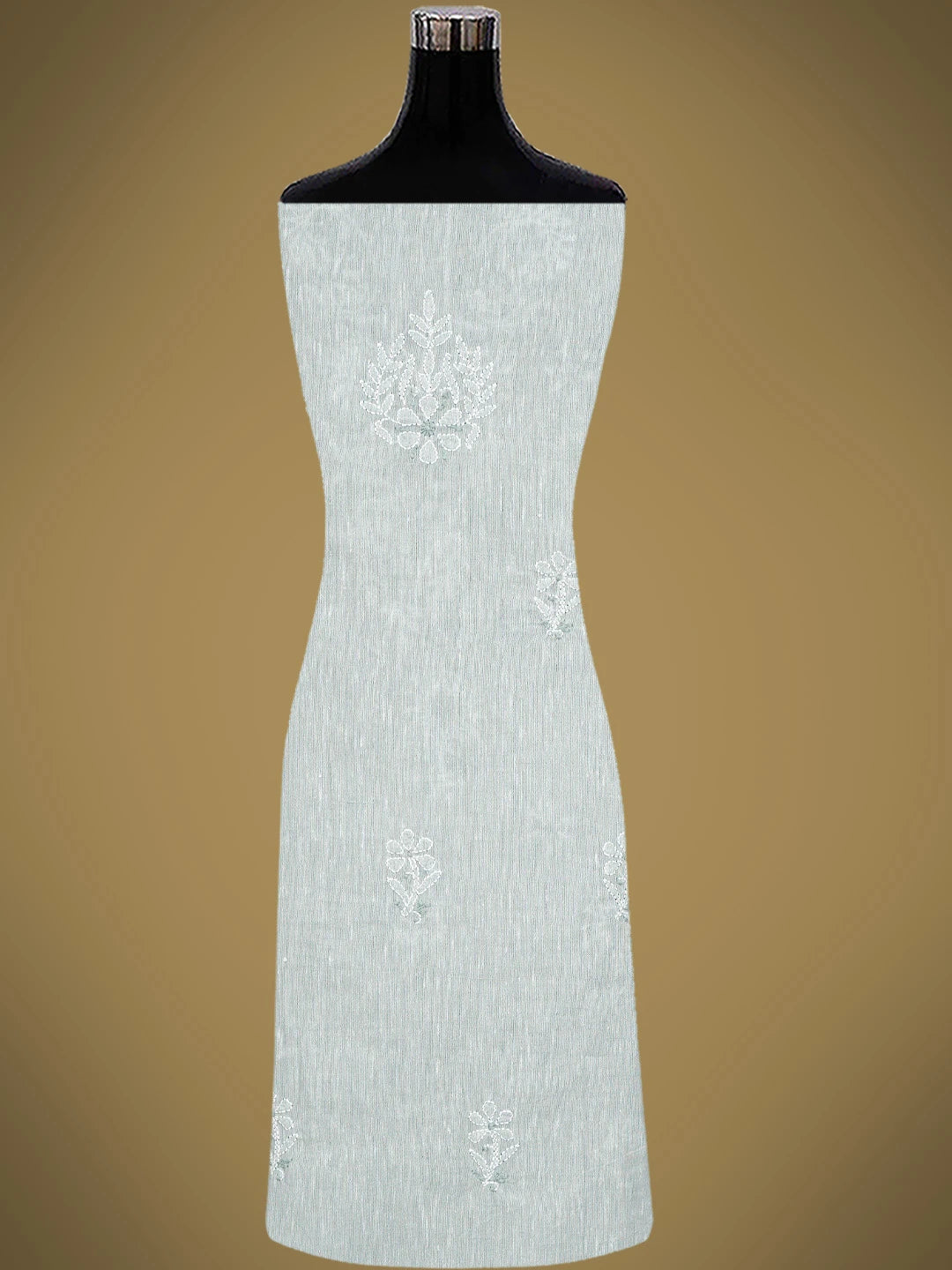 Ada Hand Embroidered Grey Linen Lucknowi Chikankari Unstitched Suit Piece 01A836602