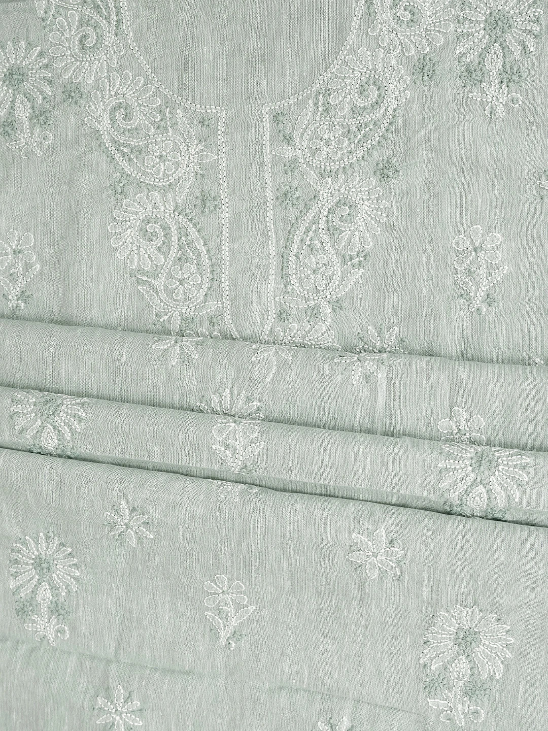 Ada Hand Embroidered Grey Linen Lucknowi Chikankari Unstitched Suit Piece 01A836602