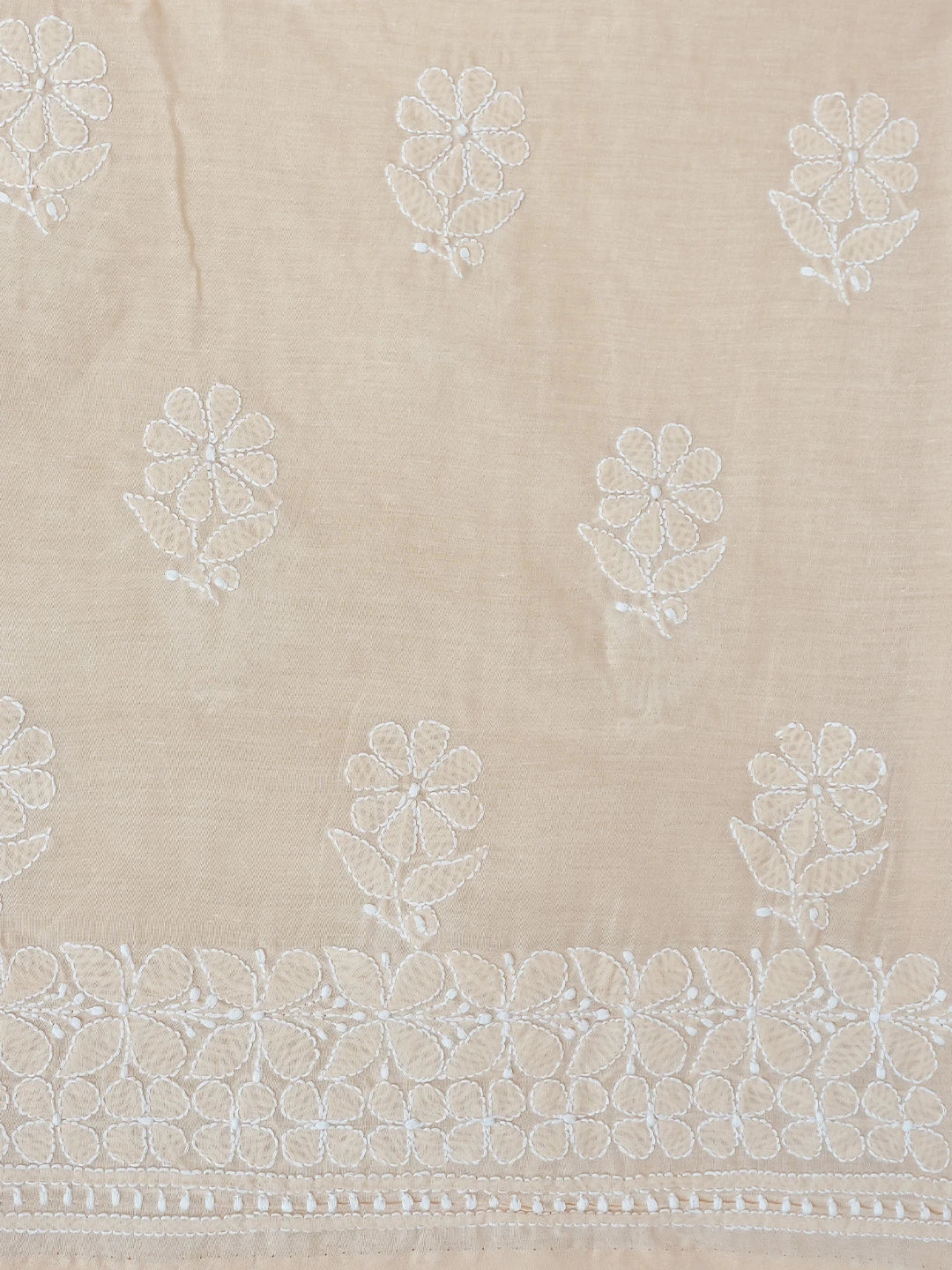 Ada Hand Embroidered Light Peach Cotton Lucknowi Chikankari Unstitched Suit Piece With Cutdana Work 01A791881
