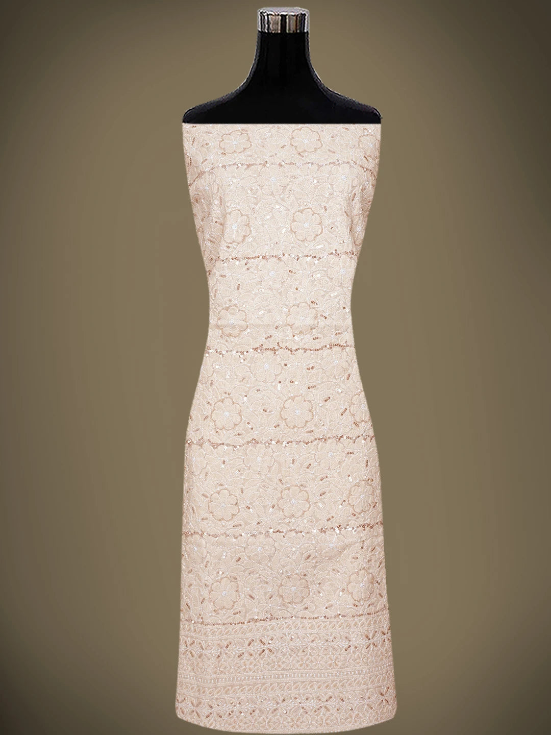Ada Hand Embroidered Light Peach Cotton Lucknowi Chikankari Unstitched Suit Piece With Cutdana Work 01A791881