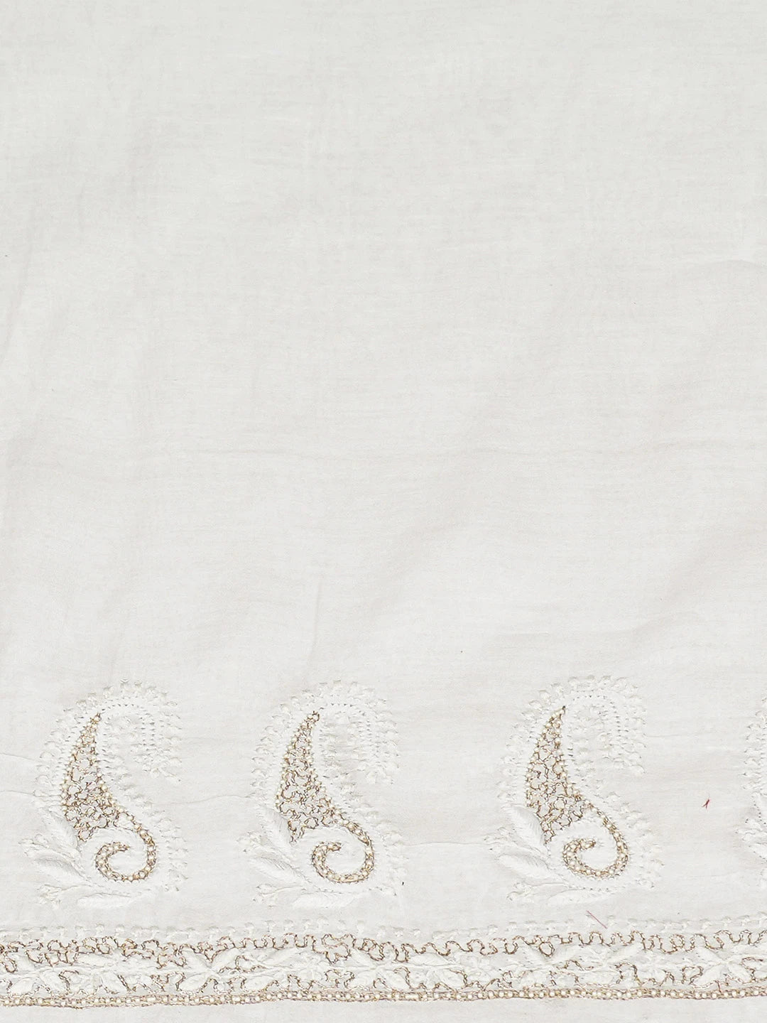 Ada Hand Embroidered White Chanderi Lucknowi Chikankari Unstitched Kurta Dupatta Set With Pearl Work 01A586922