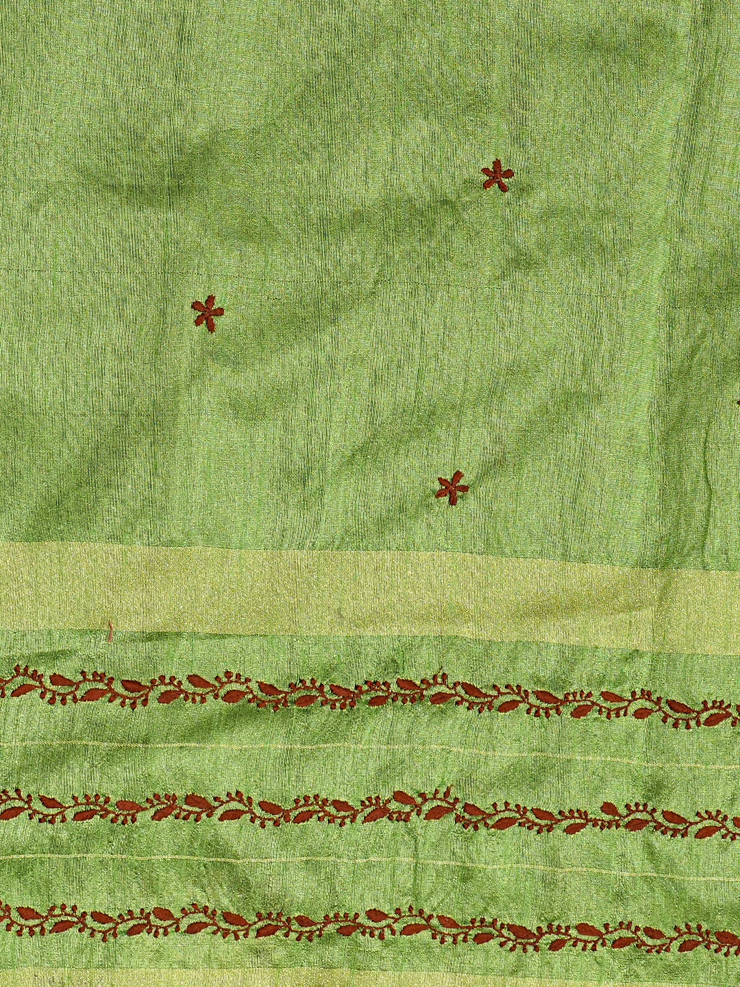 Ada Hand Embroidered Maroon Silk Lucknowi Chikankari Saree and Blouse 01A376497