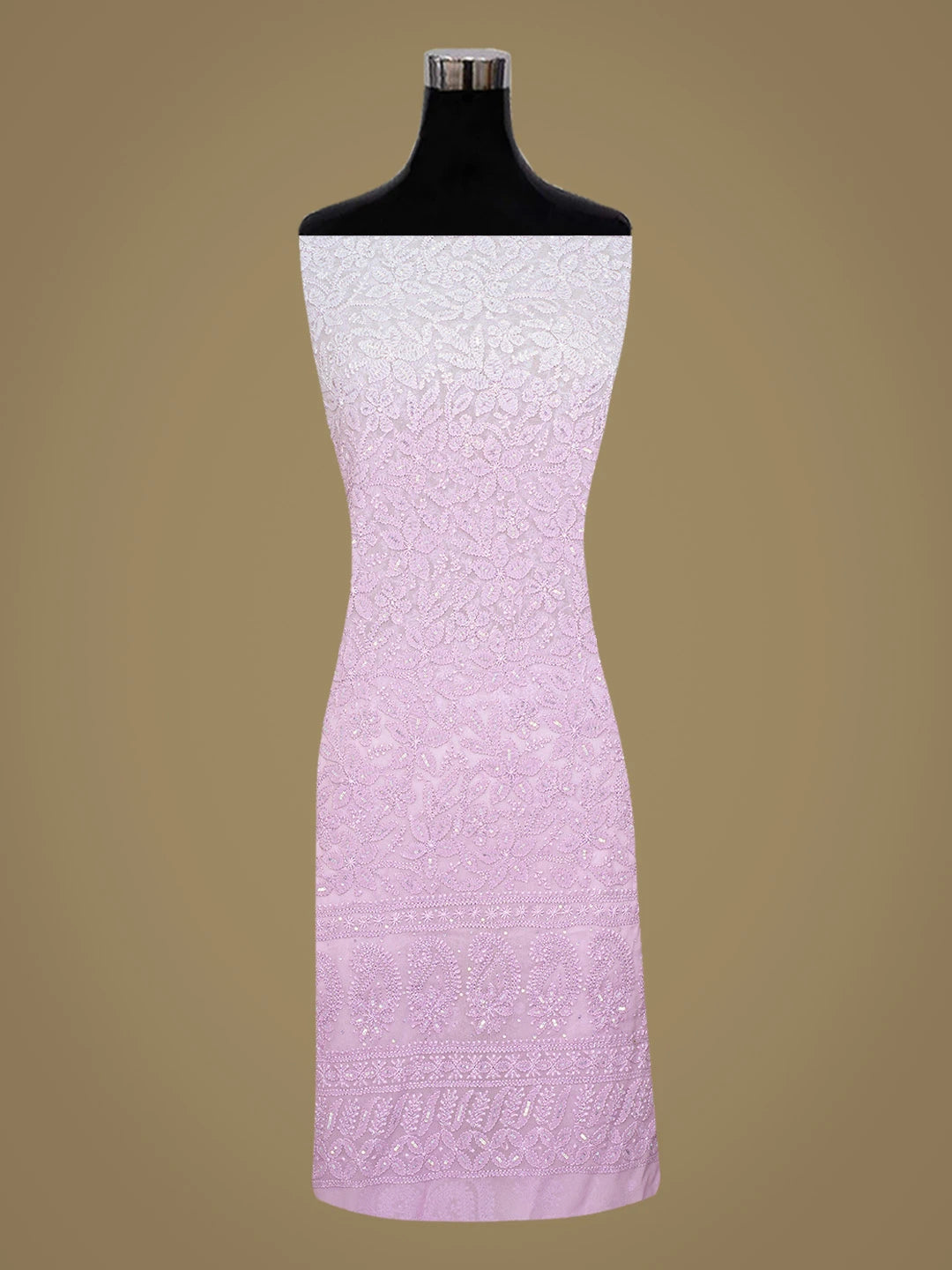 Ada Hand Embroidered Mauve Viscose Georgette Lucknowi Chikankari Unstitched Kurta Dupatta Set With Sequinned Work 01A801860