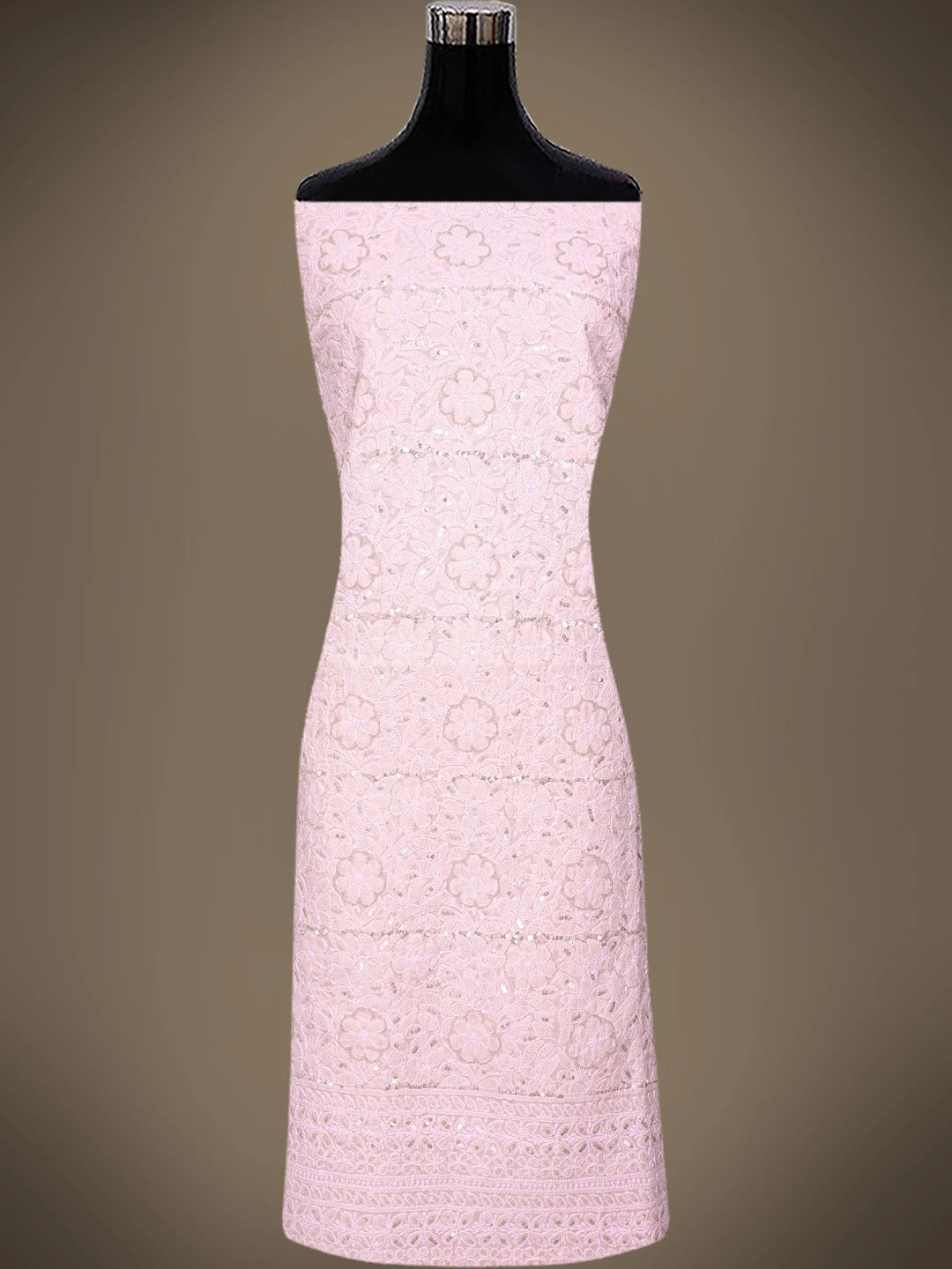 Ada Hand Embroidered Pink Cotton Lucknowi Chikankari Unstitched Suit Piece With Sequinned Work 01A791877