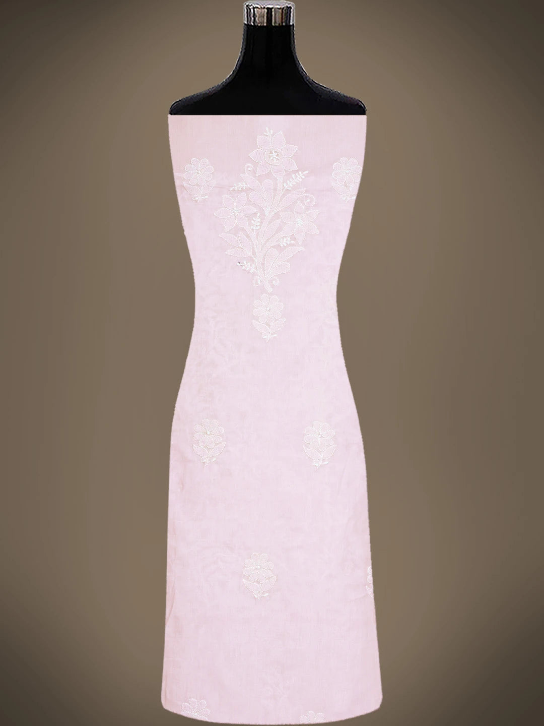 Ada Hand Embroidered Pink Cotton Lucknowi Chikankari Unstitched Suit Piece With Sequinned Work 01A791877