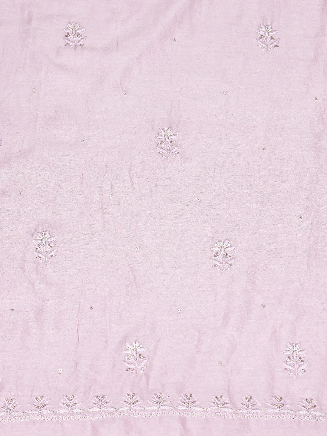 Ada Hand Embroidered Lavender Chanderi Lucknowi Chikankari Unstitched Kurta Dupatta Set With Pearl Work 01A766724
