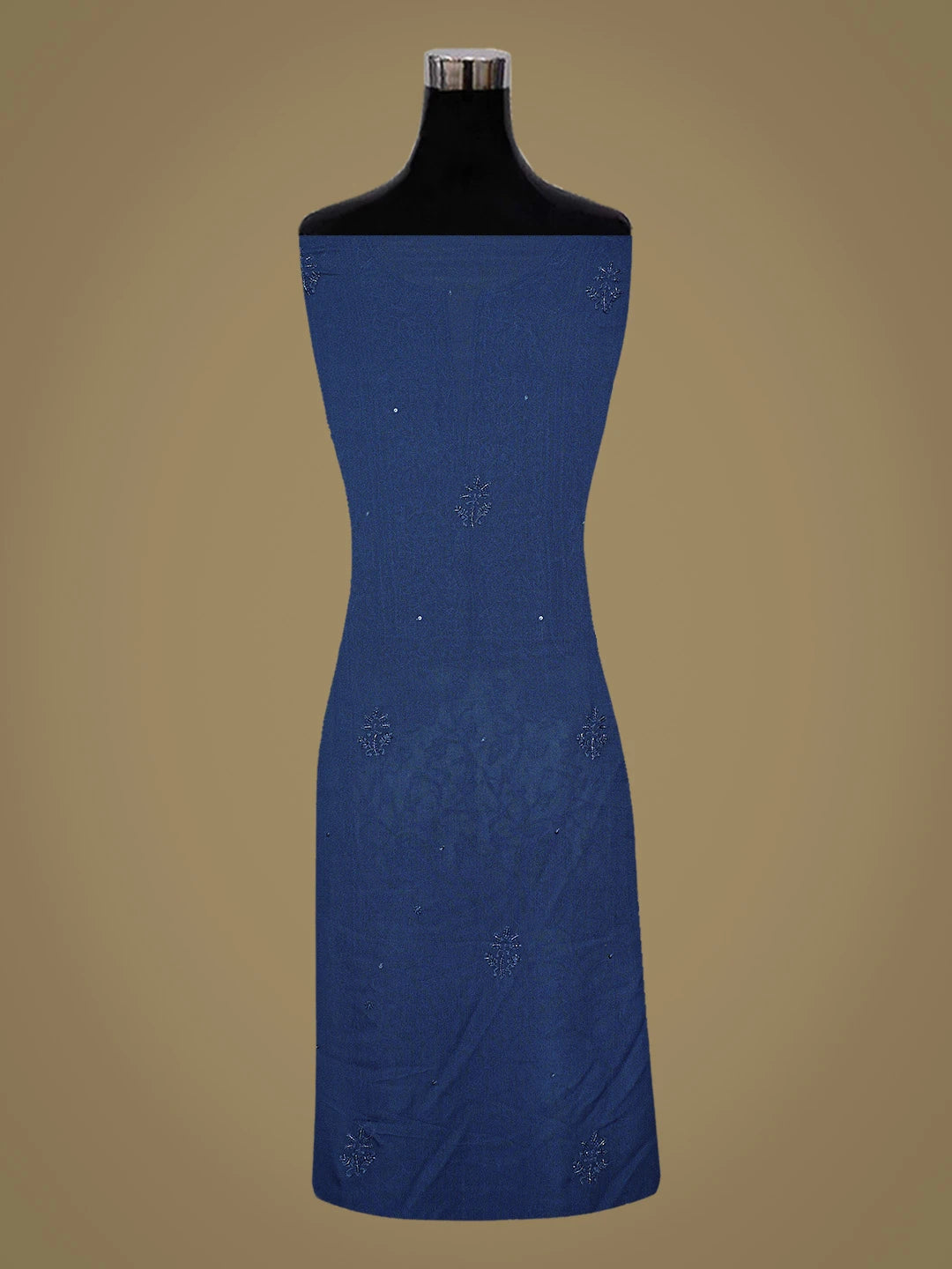 Ada Hand Embroidered Navy Blue Viscose Georgette Lucknowi Chikankari Unstitched Kurta Dupatta Set With Cutdana Work 01A771722