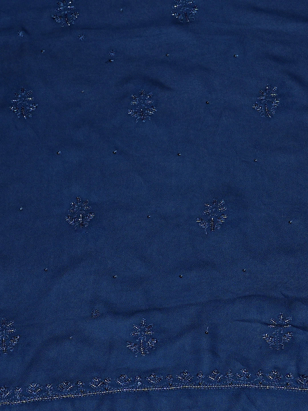 Ada Hand Embroidered Navy Blue Viscose Georgette Lucknowi Chikankari Unstitched Kurta Dupatta Set With Cutdana Work 01A771722