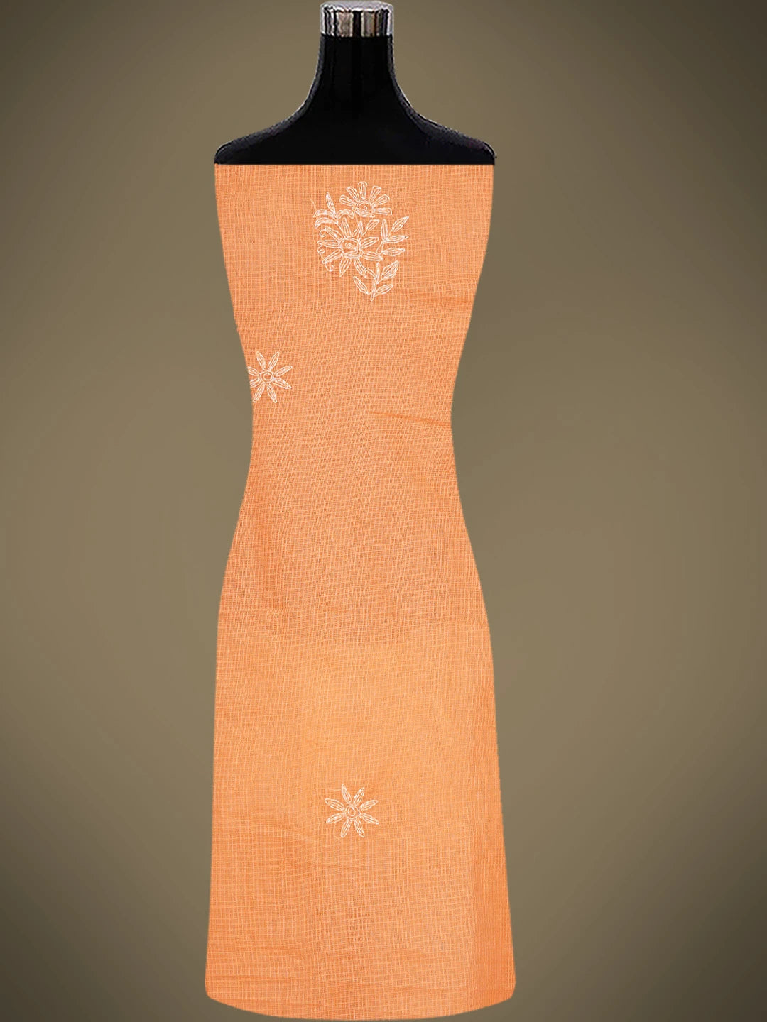 Ada Hand Embroidered Peach Kota Lucknowi Chikankari Unstitched Kurta Piece 01A836459