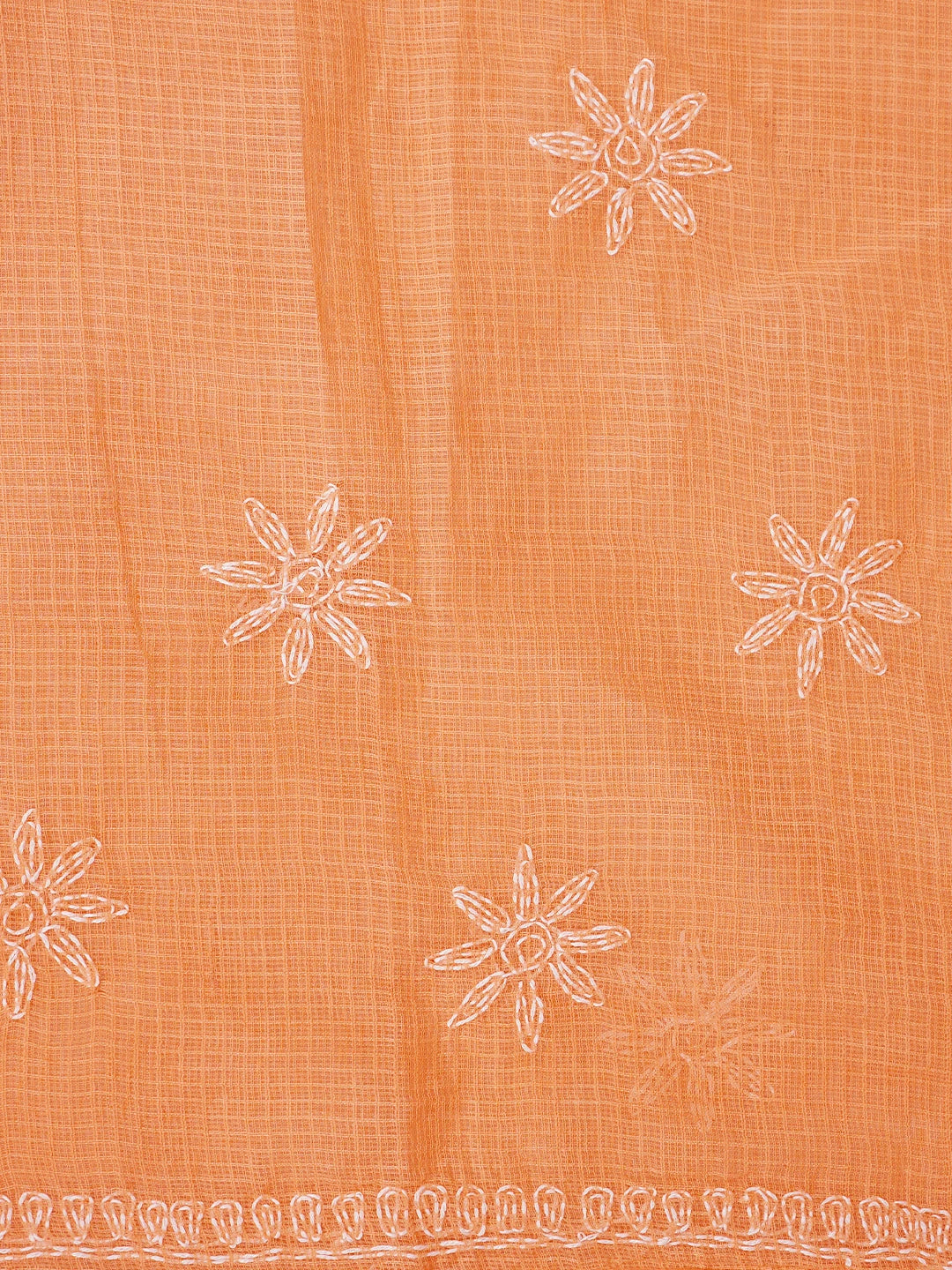 Ada Hand Embroidered Peach Kota Lucknowi Chikankari Unstitched Kurta Piece 01A836459