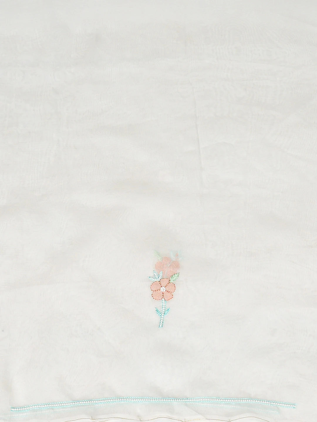 Ada Hand Embroidered Smoke White Organza Lucknowi Chikankari Unstitched Kurta Dupatta Set With Parsi Work 01A819252