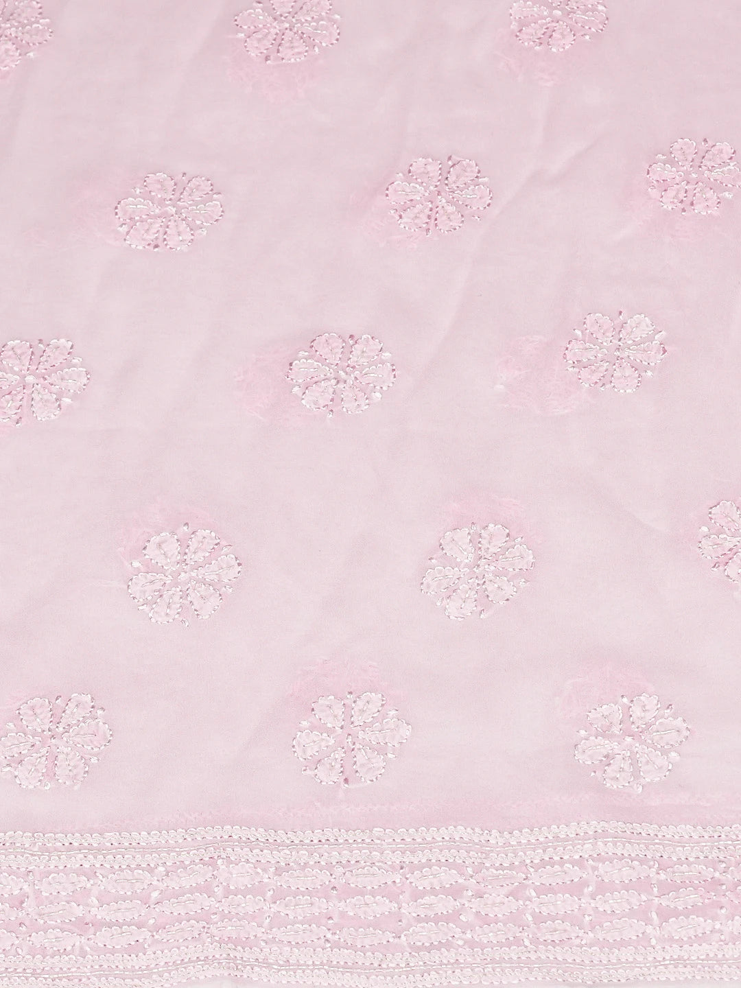 Ada Hand Embroidered Pink Viscose Georgette Lucknowi Chikankari Unstitched Kurta Dupatta Set With Cutdana Work 01A801925