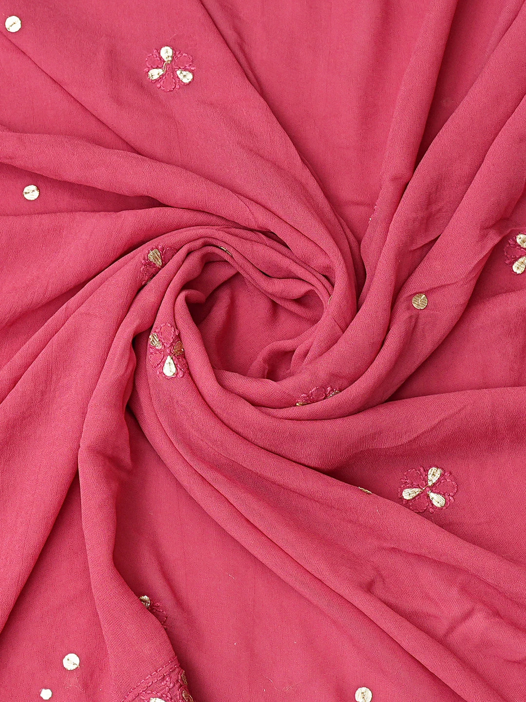 Ada Hand Embroidered Magenta Viscose Georgette Lucknowi Chikankari Unstitched Kurta Dupatta Set With Gotapatti Work 01A777555