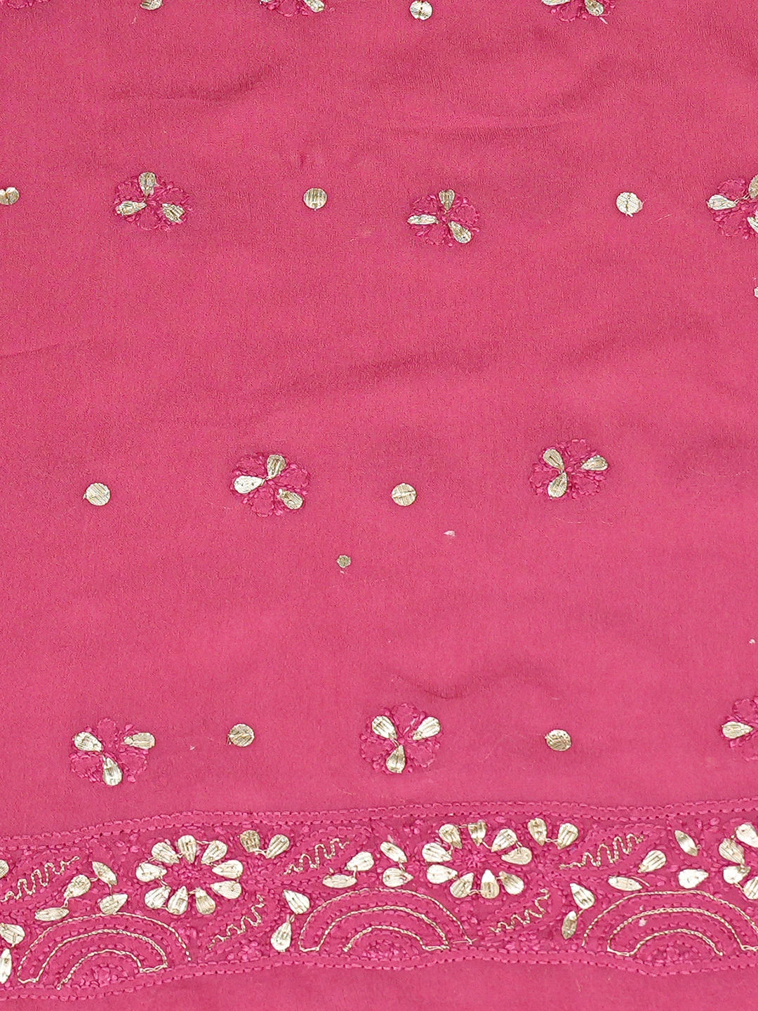 Ada Hand Embroidered Magenta Viscose Georgette Lucknowi Chikankari Unstitched Kurta Dupatta Set With Gotapatti Work 01A777555