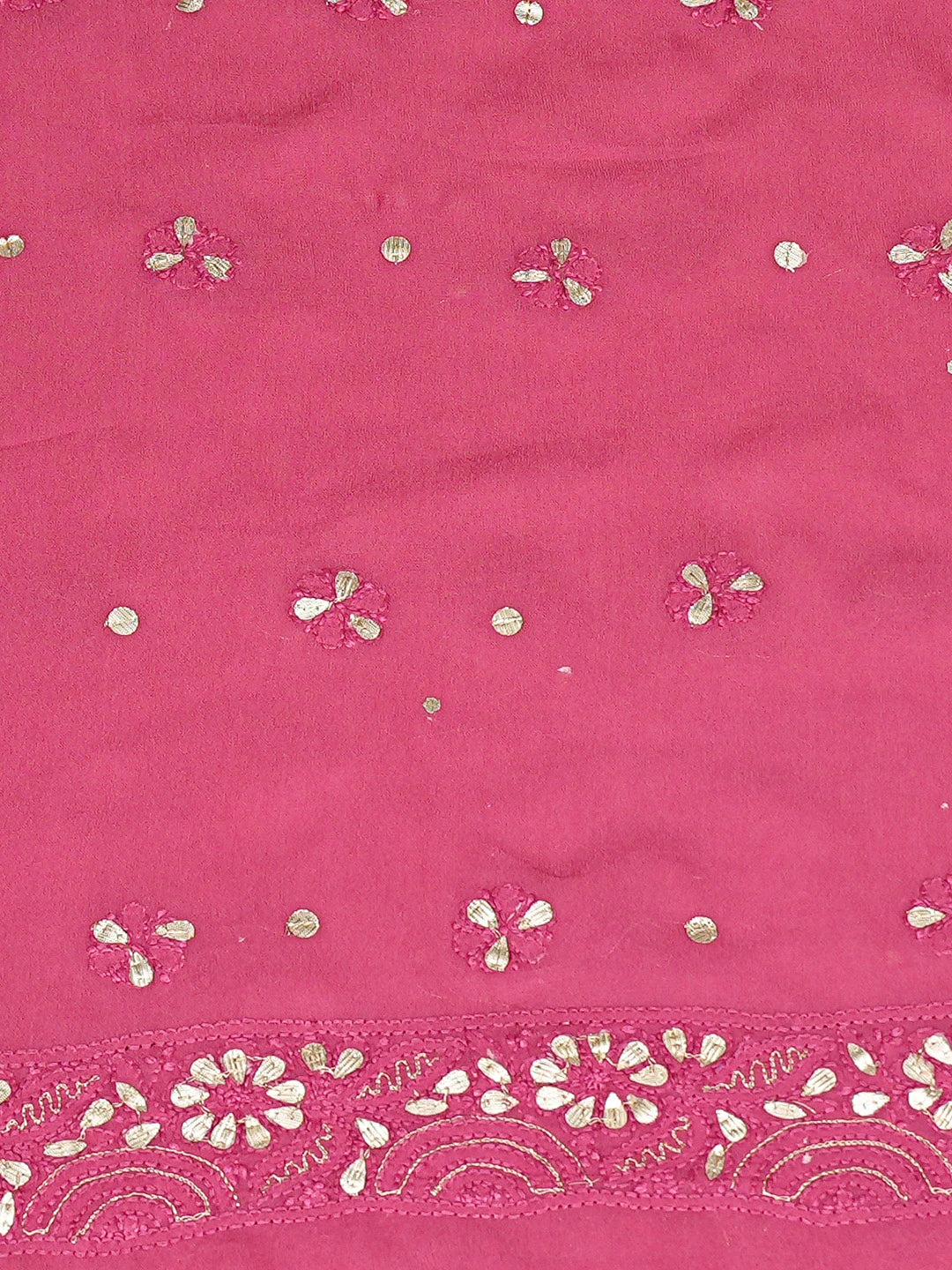 Ada Hand Embroidered Magenta Viscose Georgette Lucknowi Chikankari Unstitched Kurta Dupatta Set With Gotapatti Work 01A777555