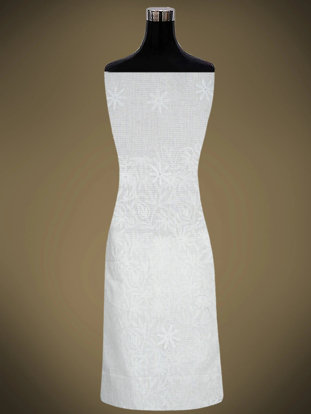 Ada Hand Embroidered White Kota Lucknowi Chikankari Unstitched Kurta Dupatta Set 01A751298