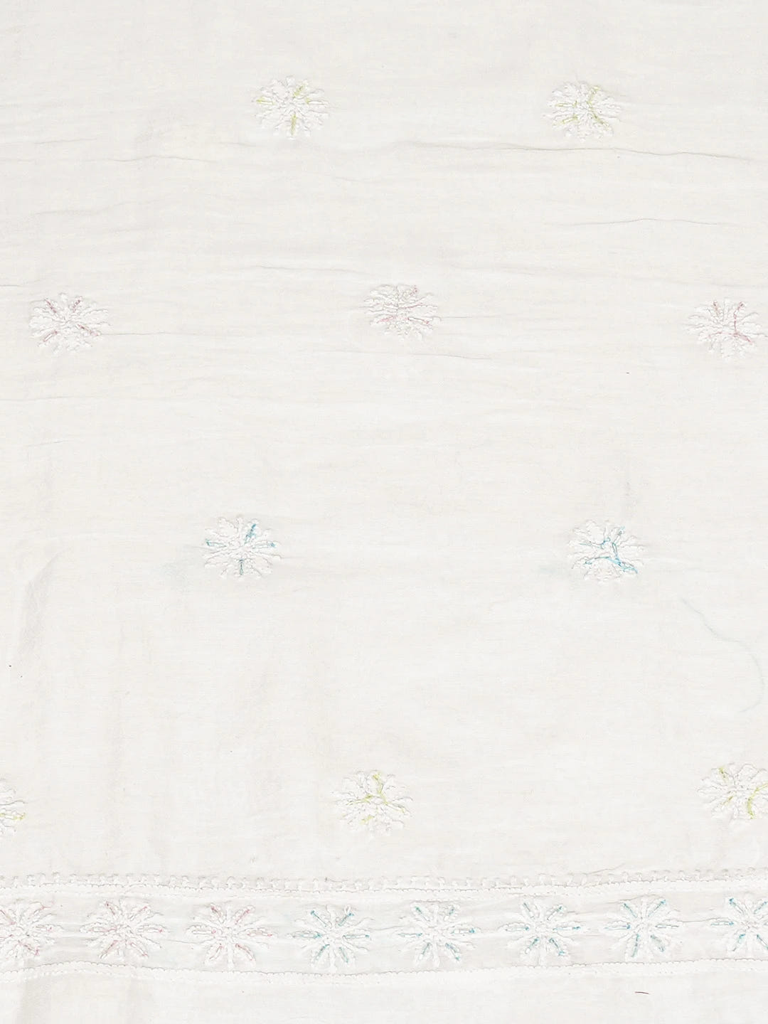 Ada Hand Embroidered White Chanderi Lucknowi Chikankari Unstitched Kurta Dupatta Set With Cutdana Work 01A488882
