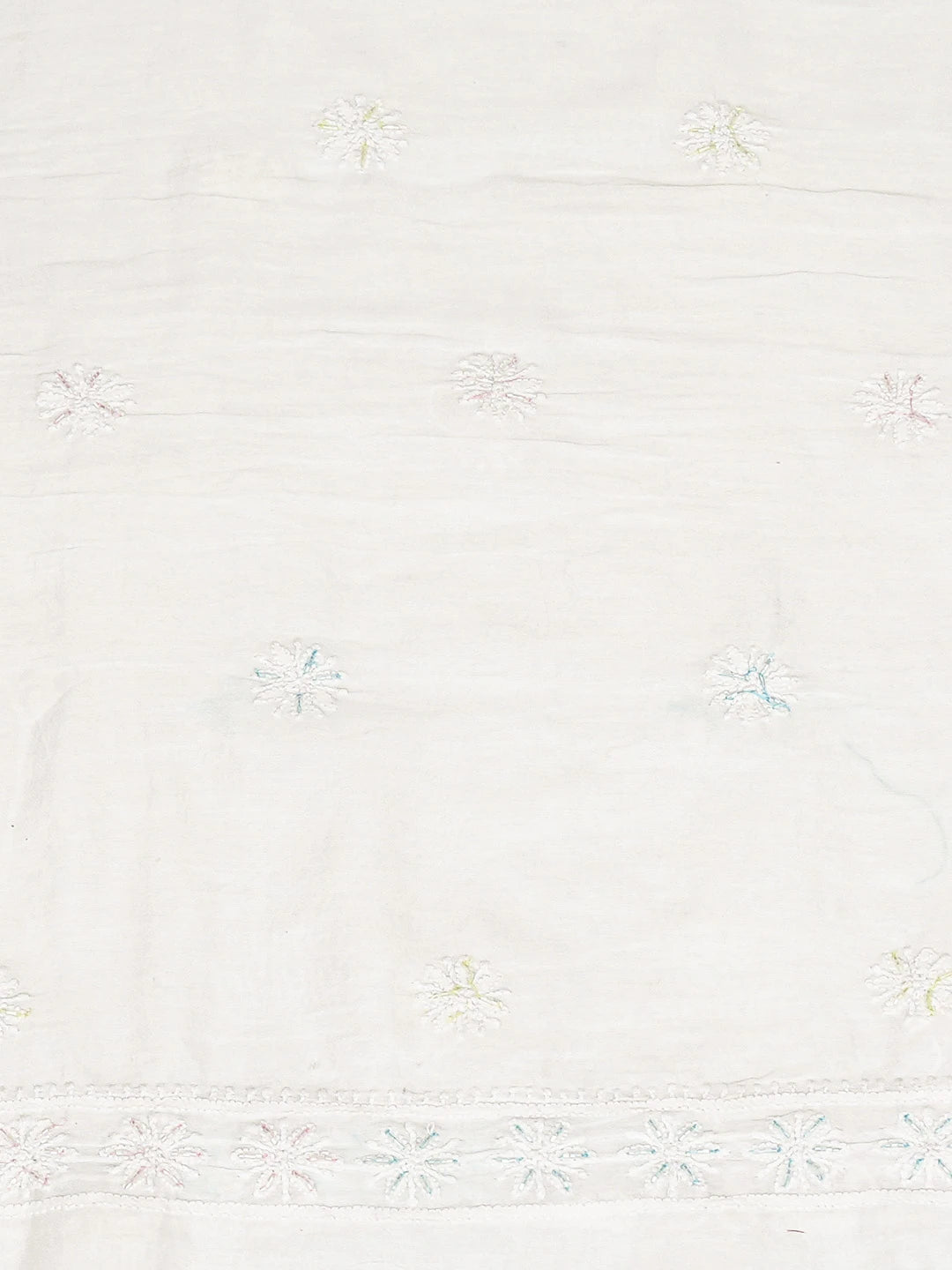 Ada Hand Embroidered White Chanderi Lucknowi Chikankari Unstitched Kurta Dupatta Set With Cutdana Work 01A488882