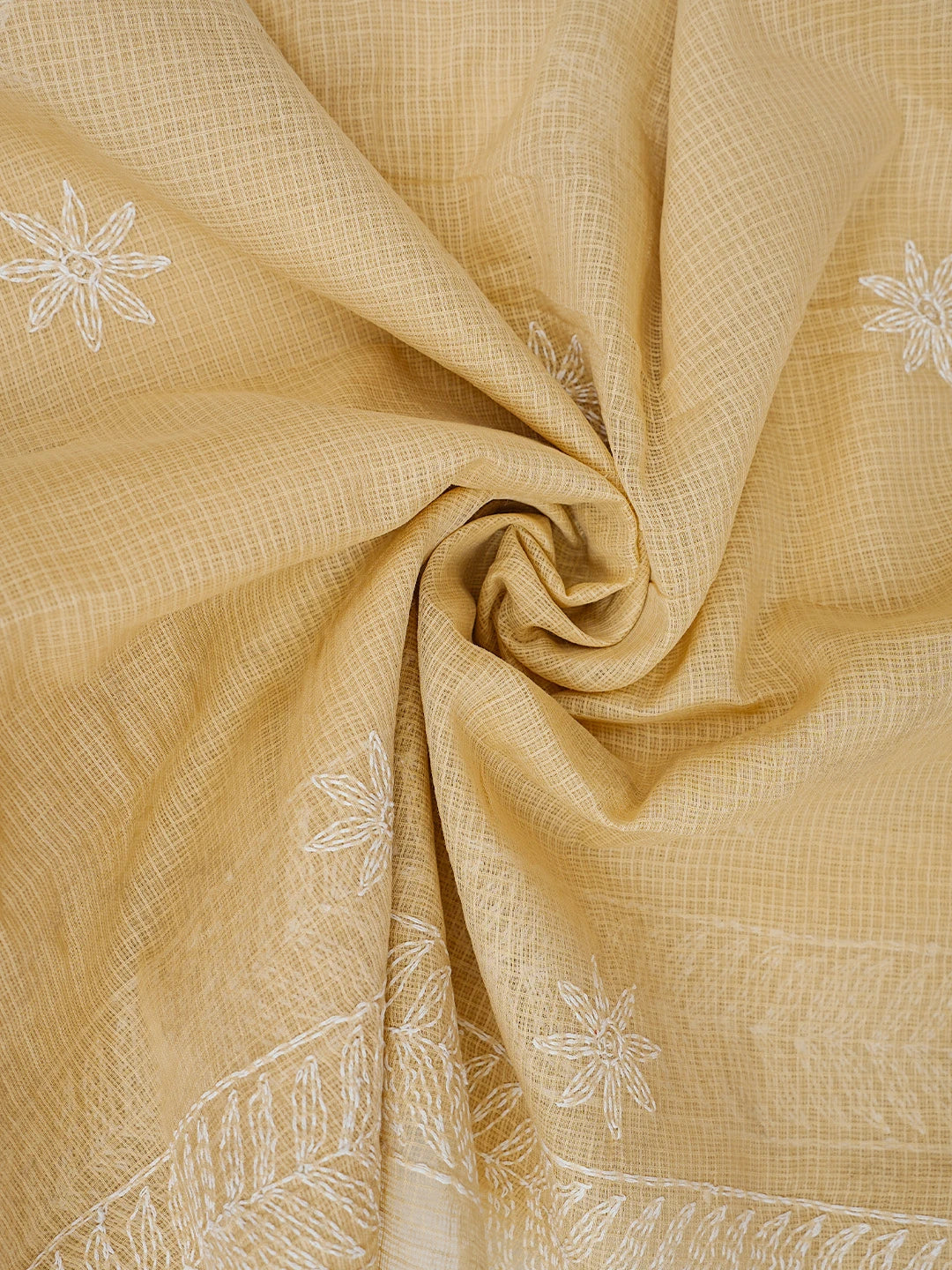 Ada Hand Embroidered Fawn Kota Lucknowi Chikankari Unstitched Kurta Dupatta Set 01A751328