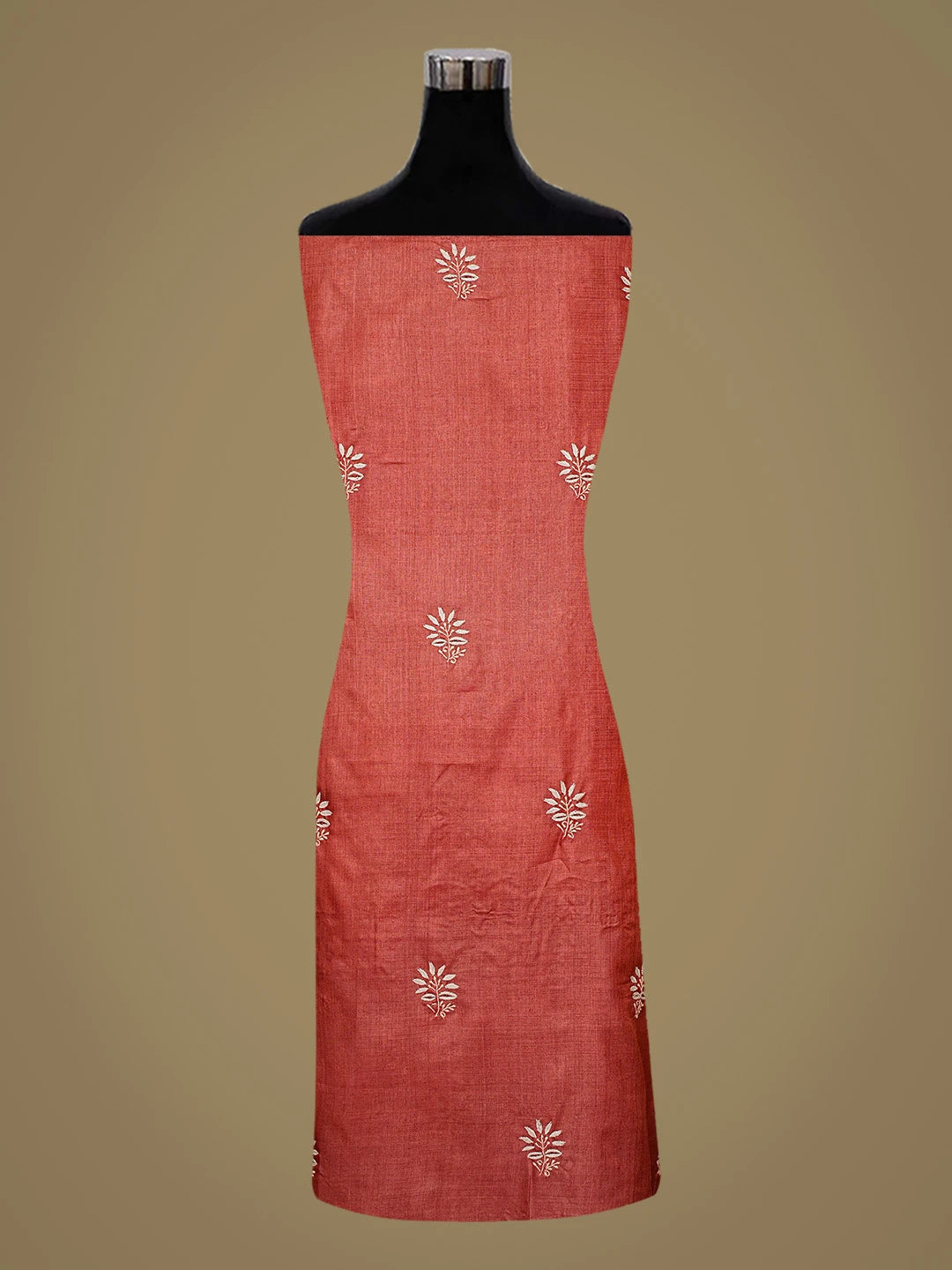 Ada Hand Embroidered Maroon Silk Lucknowi Chikankari Unstitched Kurta Dupatta Set 01A836093