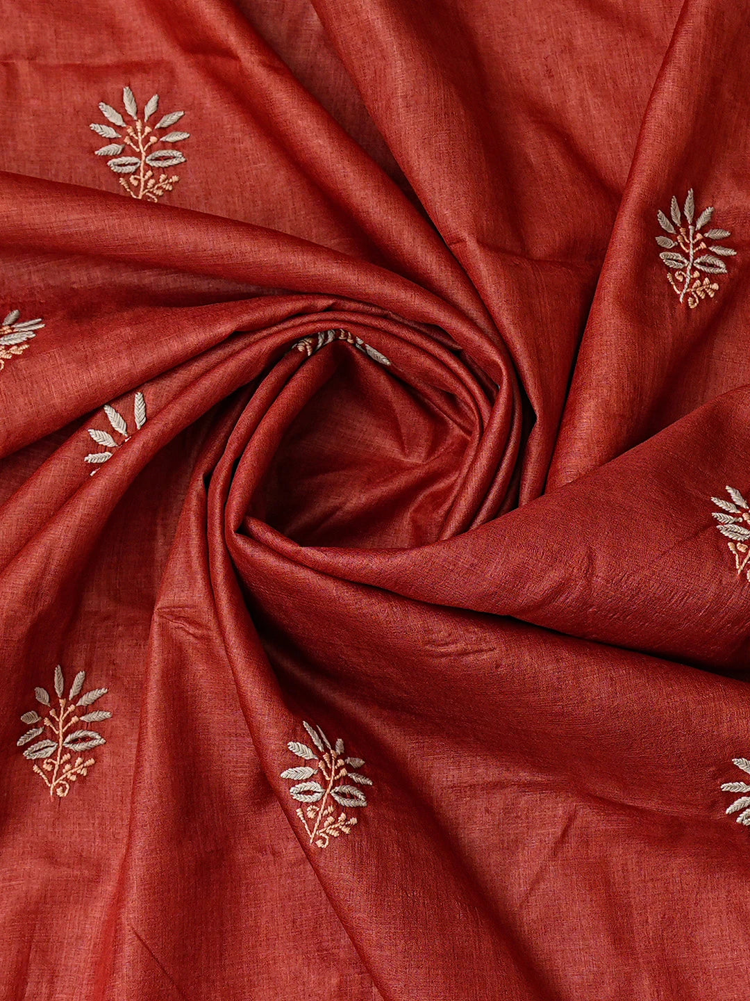 Ada Hand Embroidered Maroon Silk Lucknowi Chikankari Unstitched Kurta Dupatta Set 01A836093