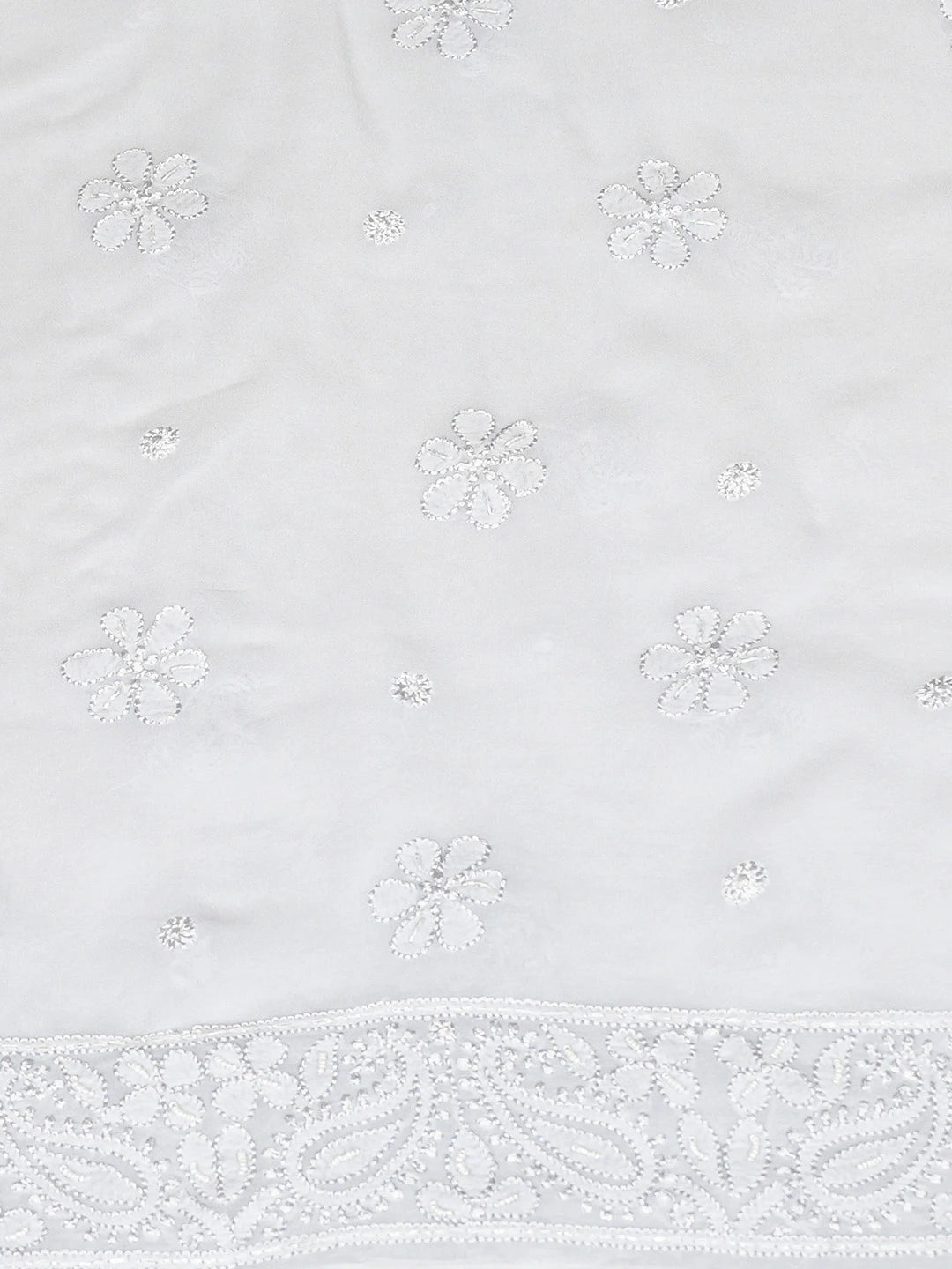 Ada Hand Embroidered Light Grey Viscose Georgette Lucknowi Chikankari Unstitched Kurta Dupatta Set With Cutdana Work 01A724464