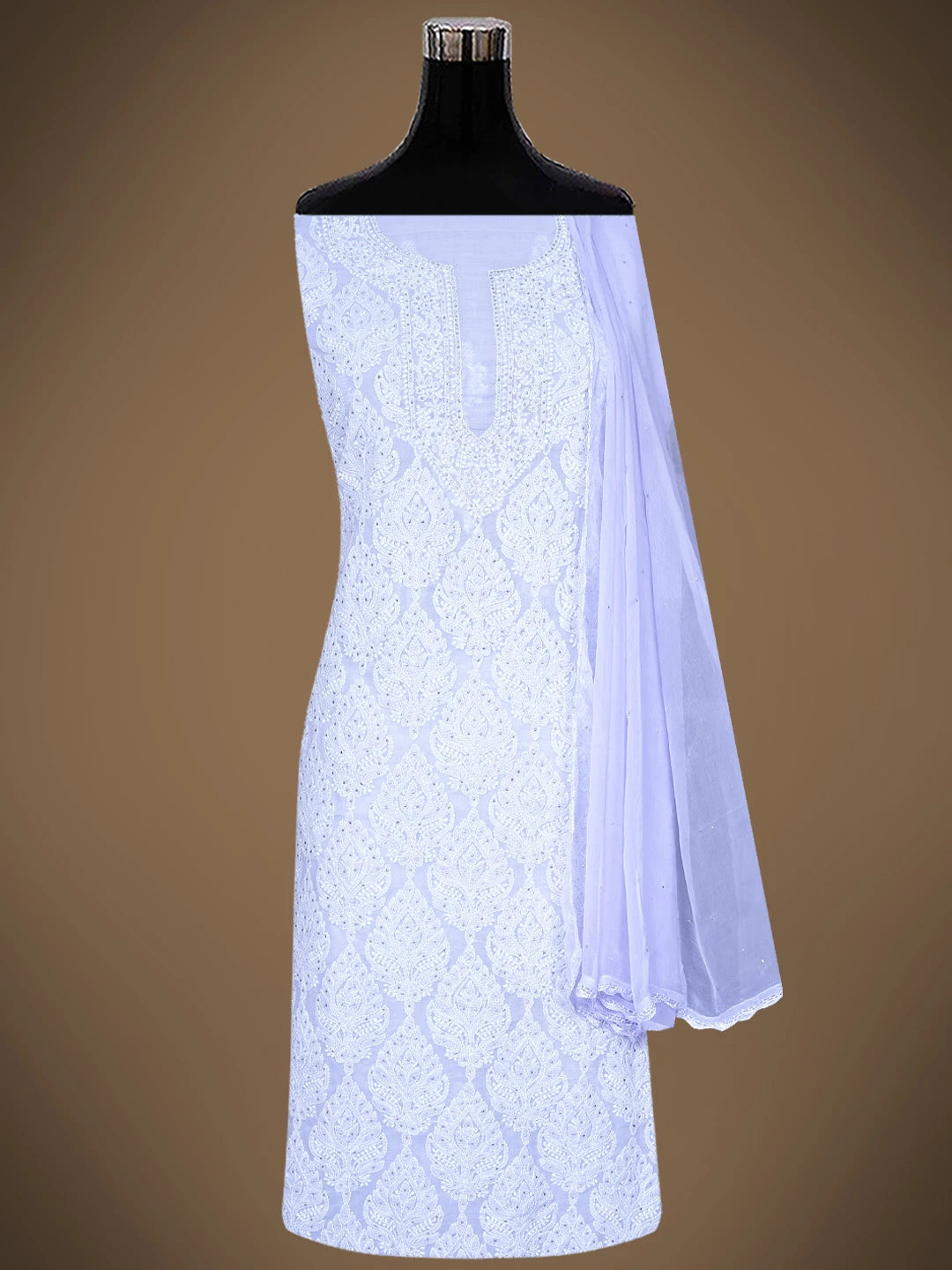 Ada Hand Embroidered Mauve Cotton Lucknowi Chikankari Unstitched Suit Piece With Muqaish Work 01A767595