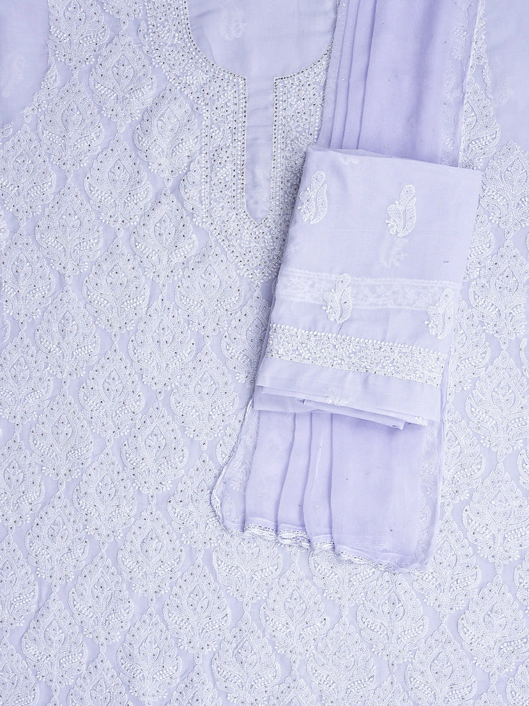 Ada Hand Embroidered Mauve Cotton Lucknowi Chikankari Unstitched Suit Piece With Muqaish Work 01A767595