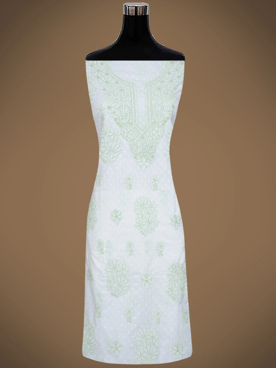Ada Hand Embroidered White Cotton Lucknowi Chikankari Unstitched Suit Piece 01A836833