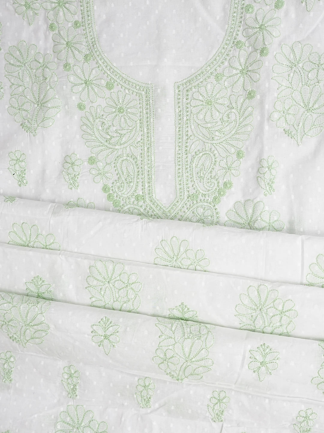 Ada Hand Embroidered White Cotton Lucknowi Chikankari Unstitched Suit Piece 01A836833