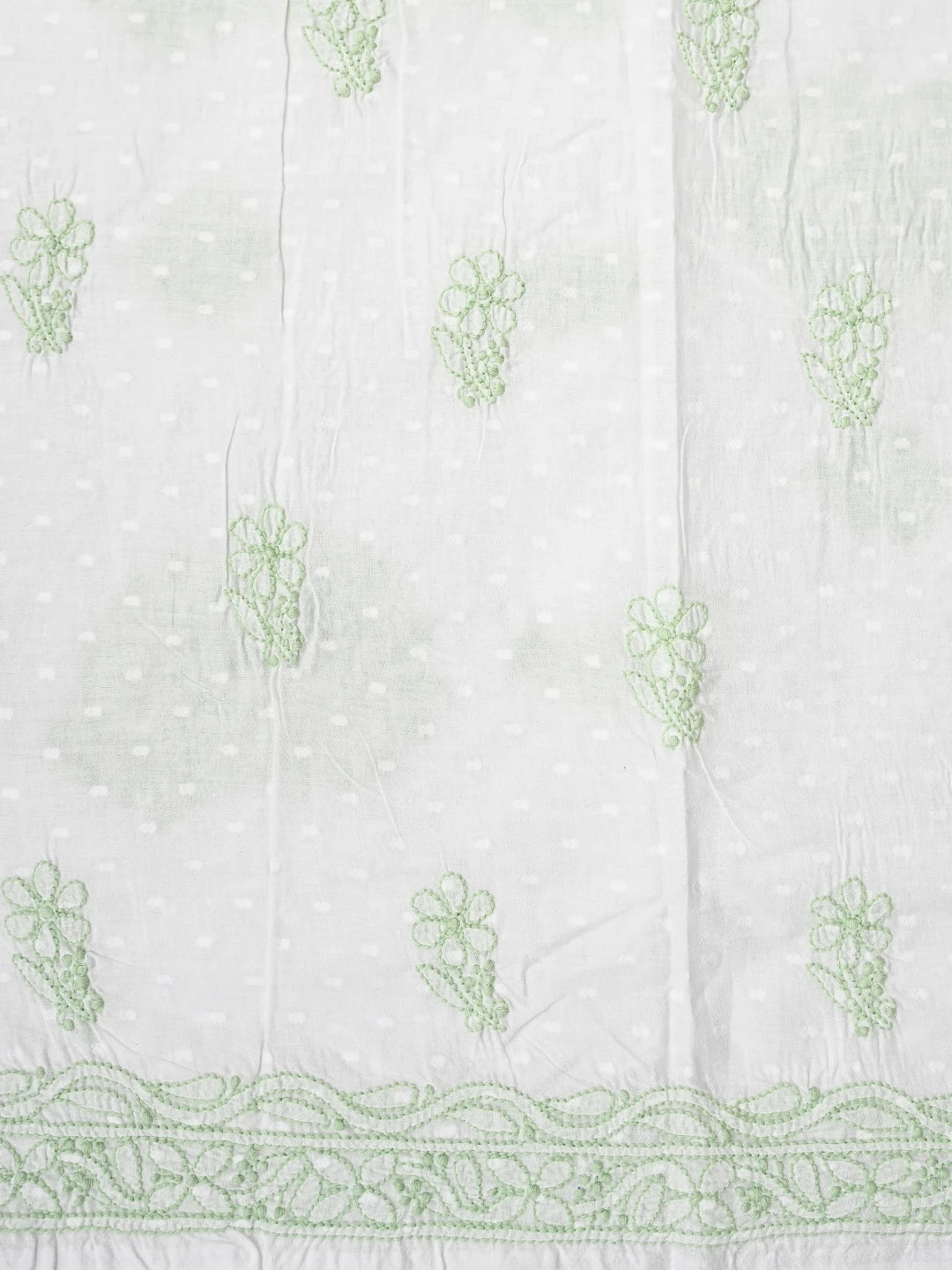 Ada Hand Embroidered White Cotton Lucknowi Chikankari Unstitched Suit Piece 01A836833